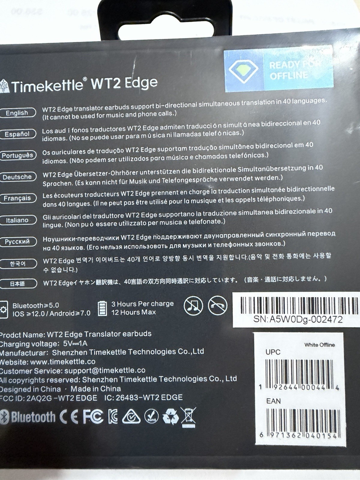 Timekettle wt2 edge Earbuds