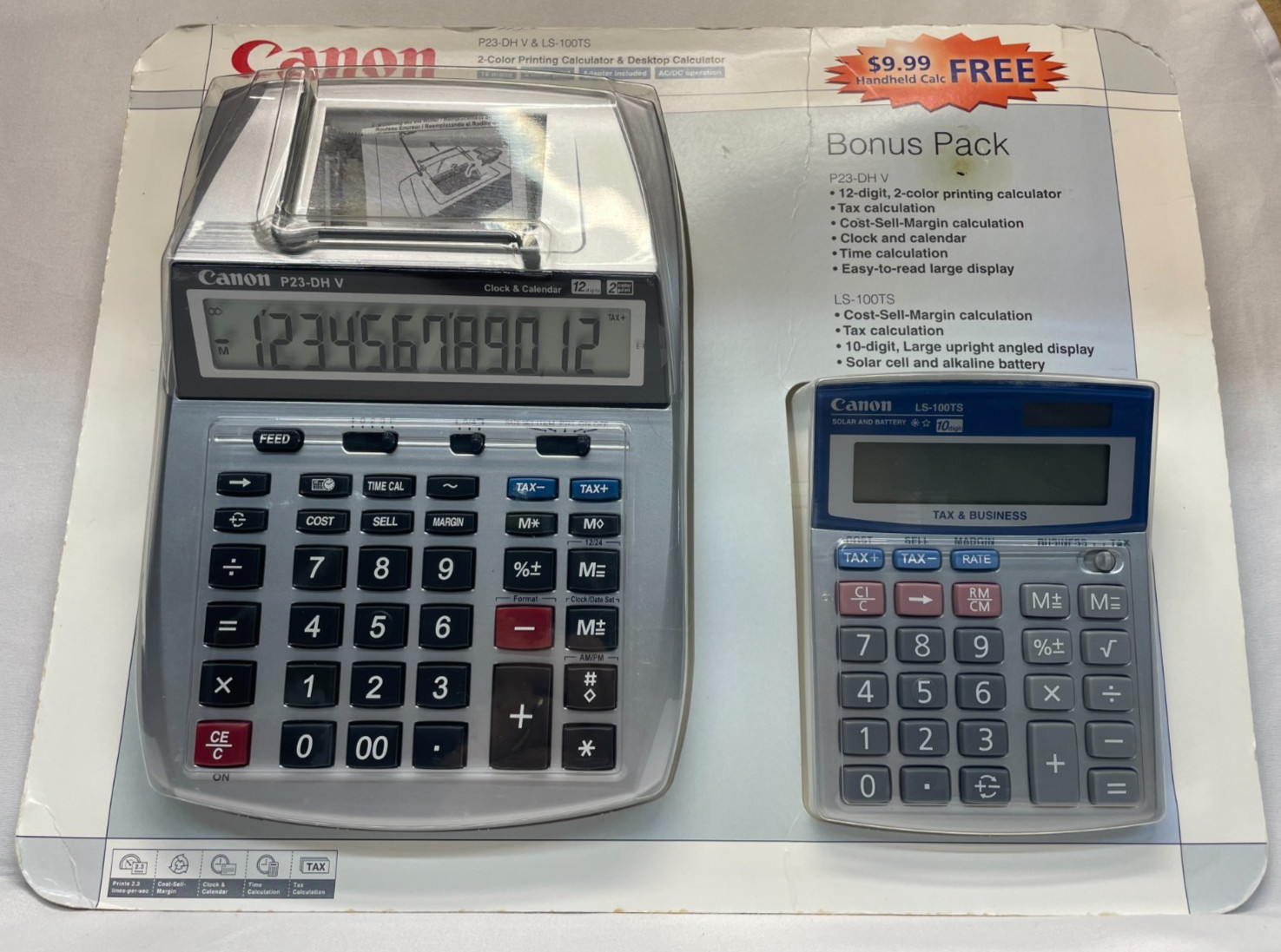 Canon P23-DH V Mini Desktop Printing Calculator and LS-100TS Handheld Calculator