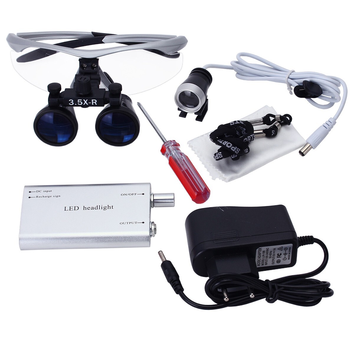 AZDENT Dental 3.5X Surgical Magnifier Binocular Loupes Medical & LED Head Light