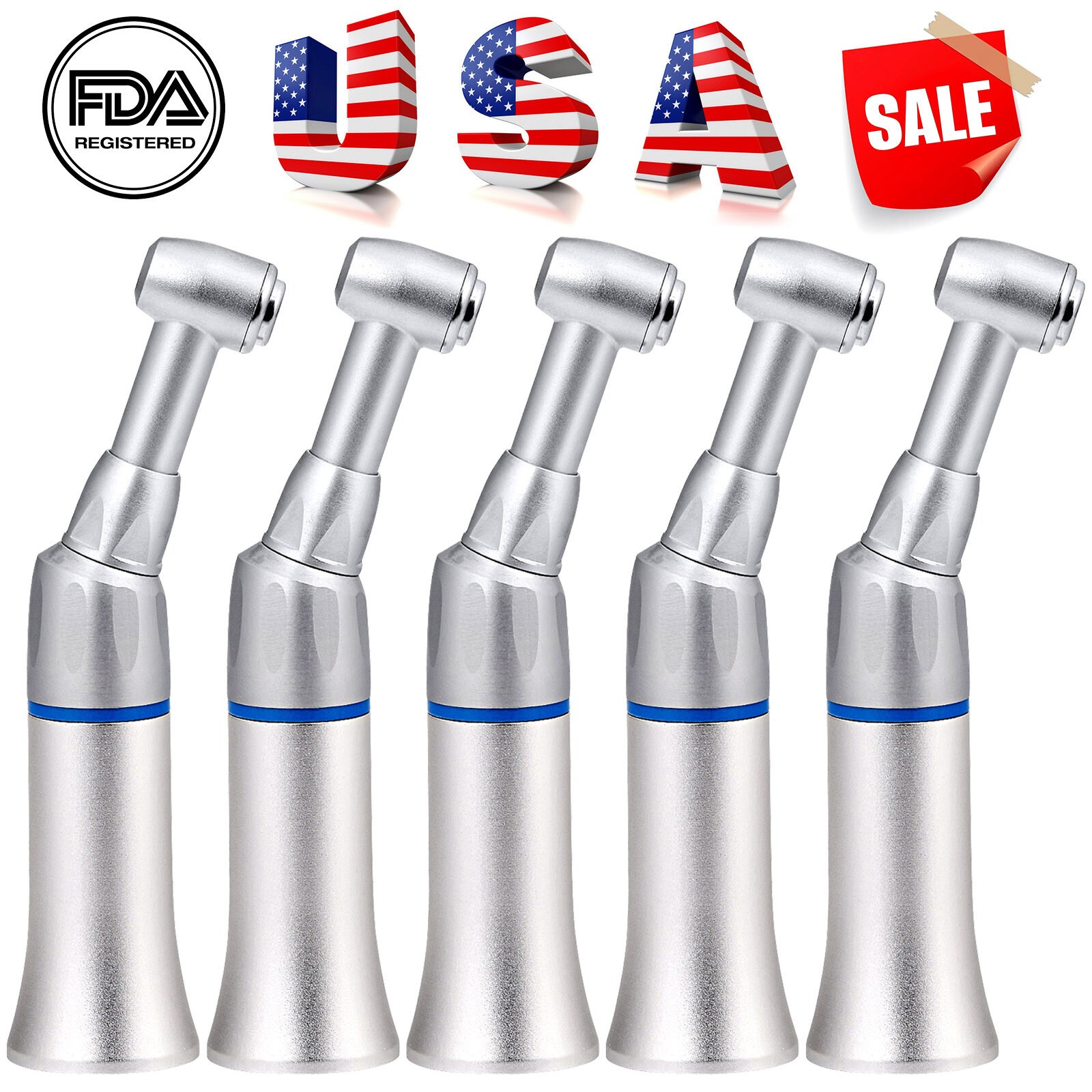 5Pcs NSK Style Dental Slow Low Speed Contra Angle Handpiece Push Button E-type