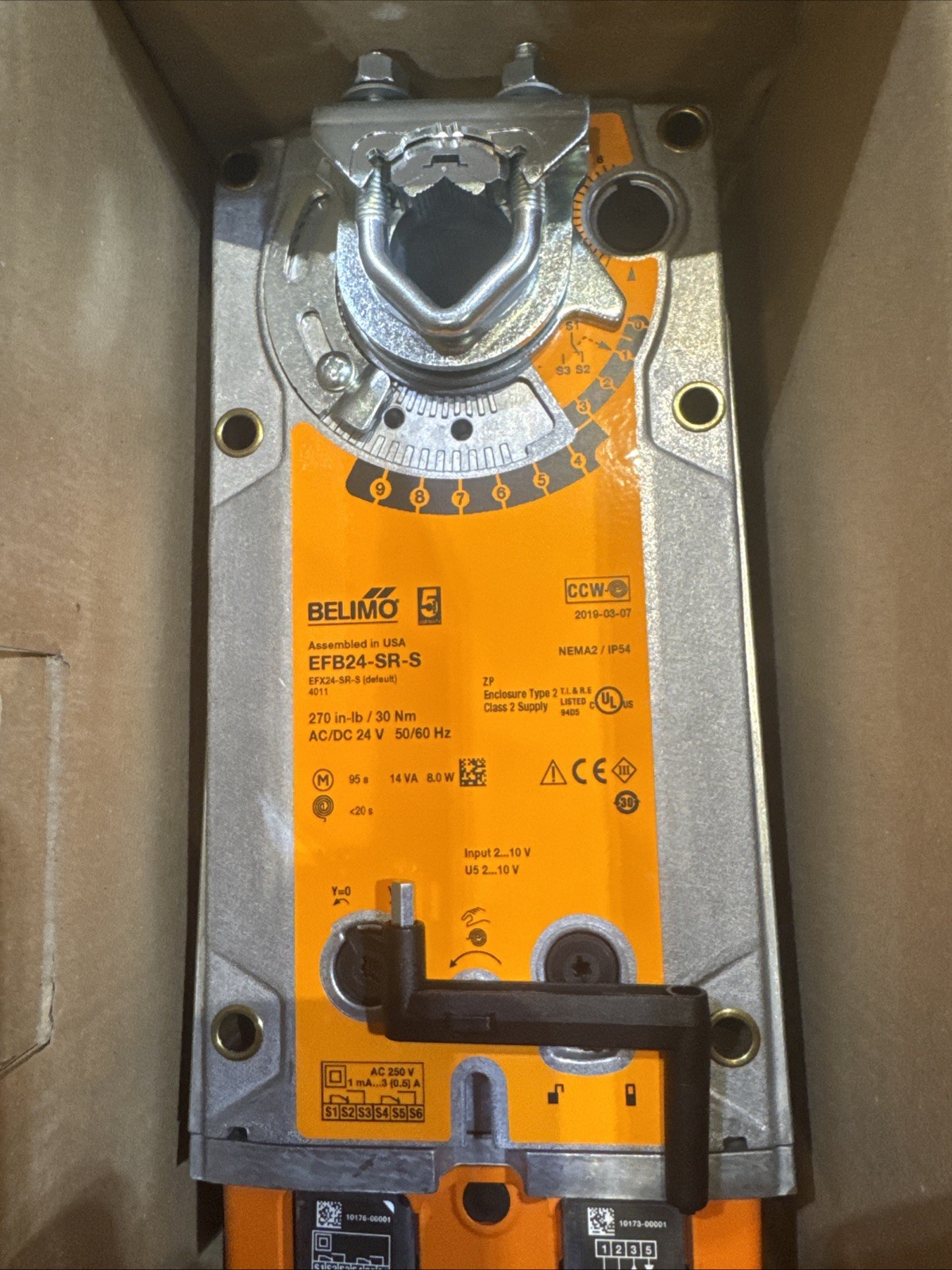 Belimo EFB24-SR-S Damper Actuator 270 in-lb 24V Modulating Spring Return HVAC