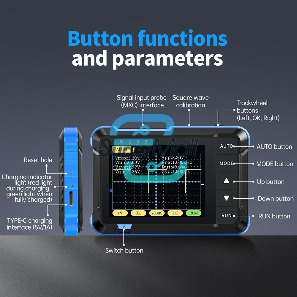 FNIRSI DSO152 Handheld Mini Oscilloscope Type-C Portable Digital Oscilloscope US