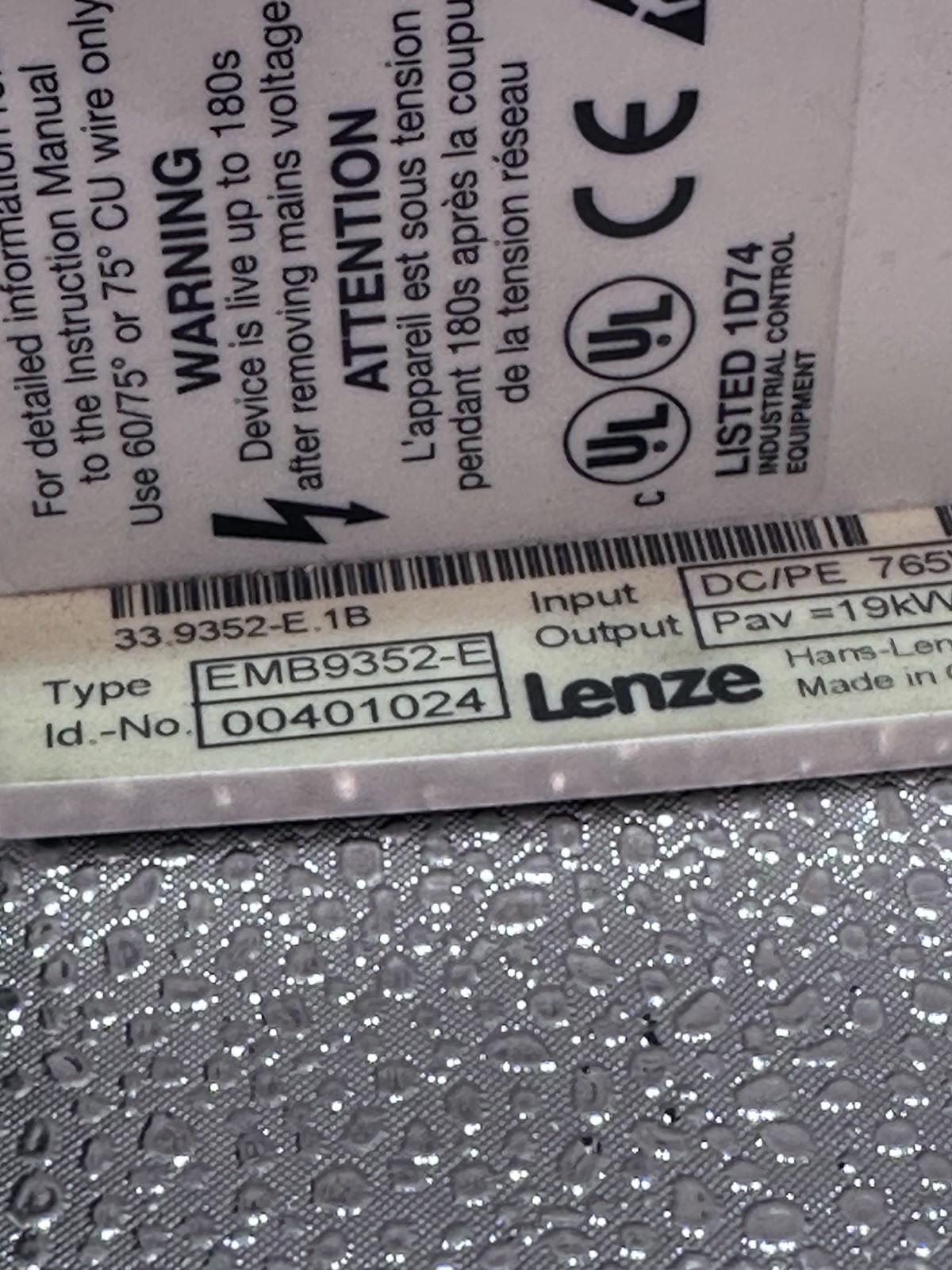 LENZE,EMB9352-E,BRAKE MODULE SERVO DRIVE