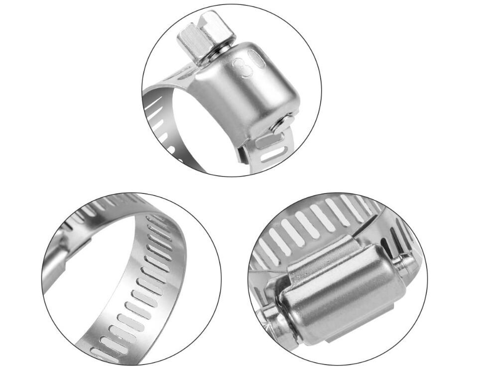 100pcs Adjustable Stainless Steel Drive Hose Clamp Fuel Line Worm Clip 1/4″-1/2″