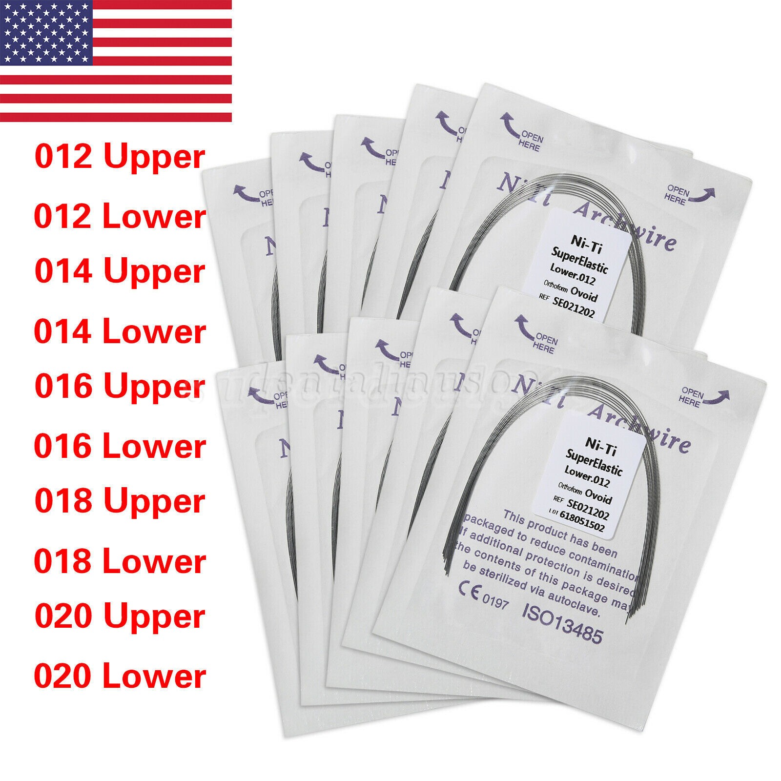 USA Dental Ortho Super Elastic Niti Round Arch Wire Ovoid 012-020upper/lower DL