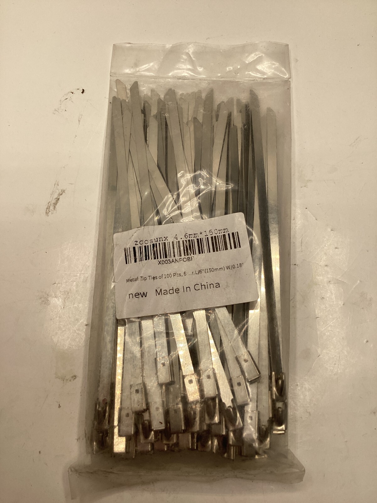 Pack of 100 ZOOSUNX Metal Zip Ties 6″, 304 Stainless Steel, Heat Resistant,0.18W