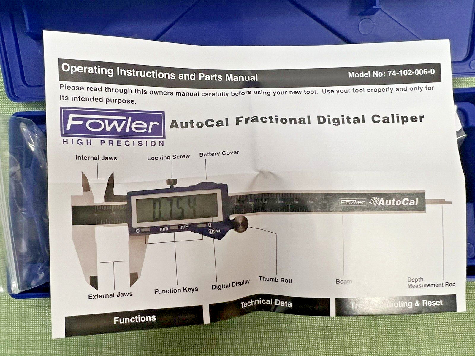 NEW Fowler 54-103-006-0 Electronic Caliper 0-6″/150mm Range, .0005″/0.01mm