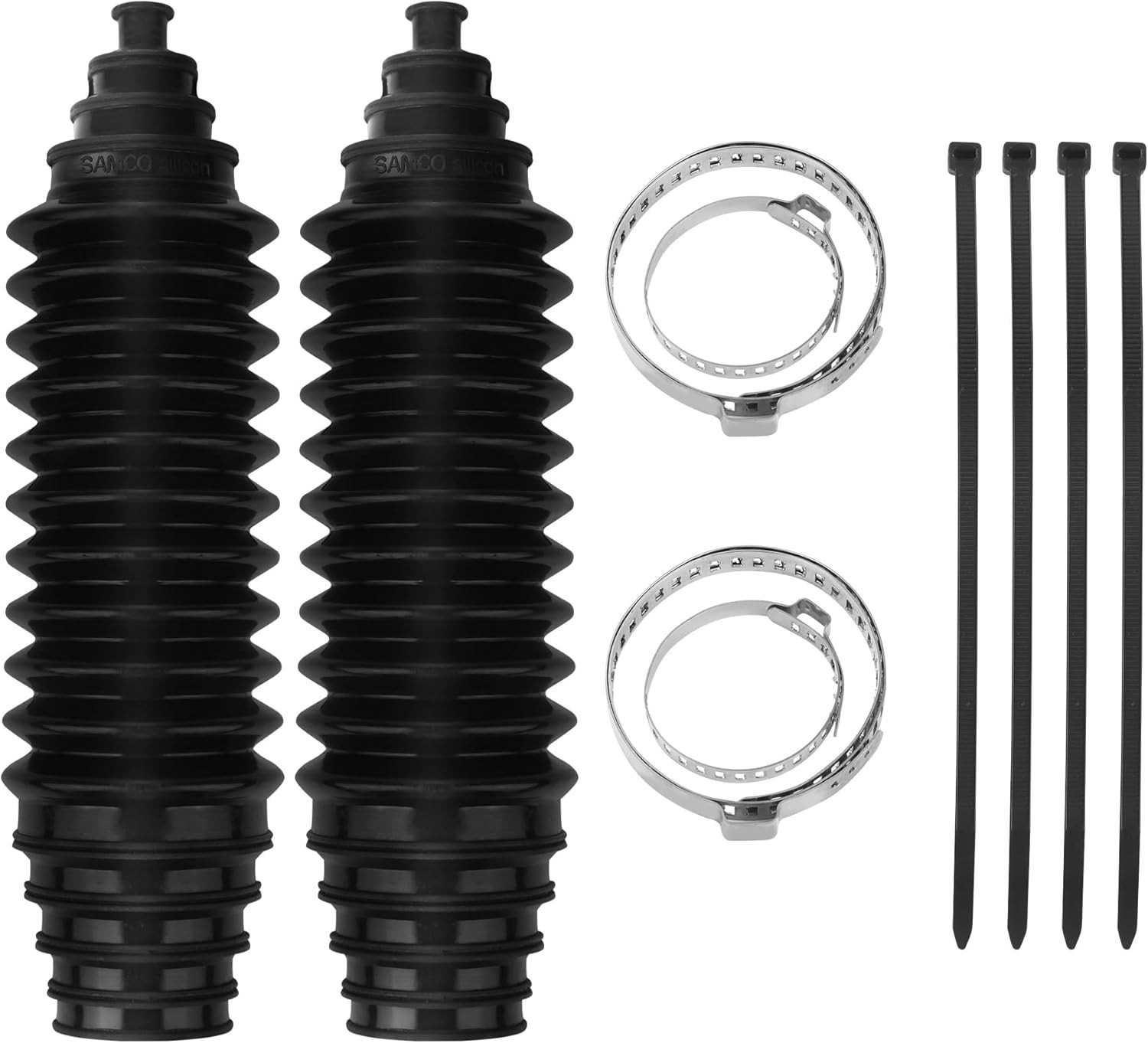 Universal Steering Rack and Pinion Tie Rod Boots, Silicone Bellow Boots with 2 P