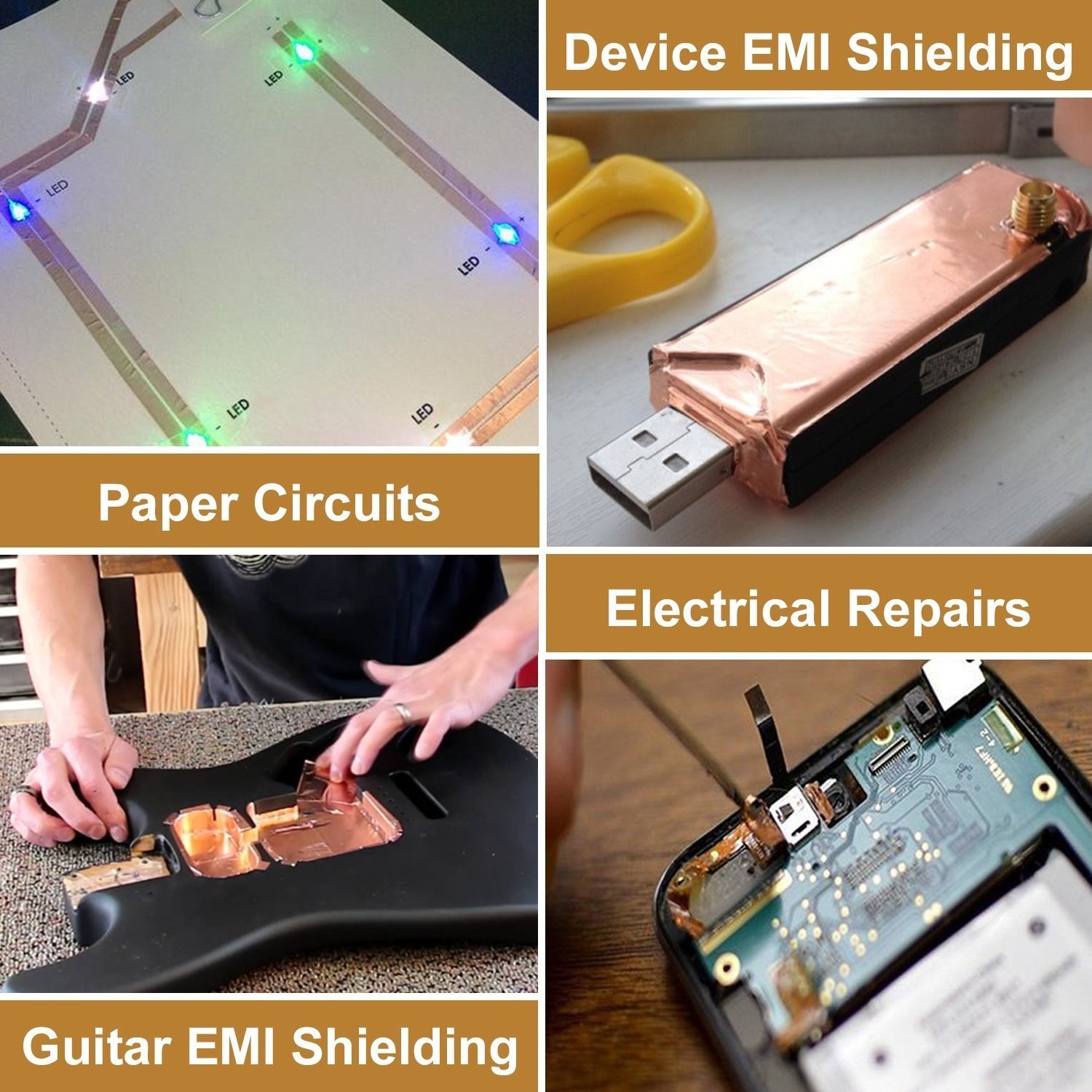 Copper Foil Tape 2″ x 66ft – Conductive Adhesive for Guitar, EMI Shielding, Craf