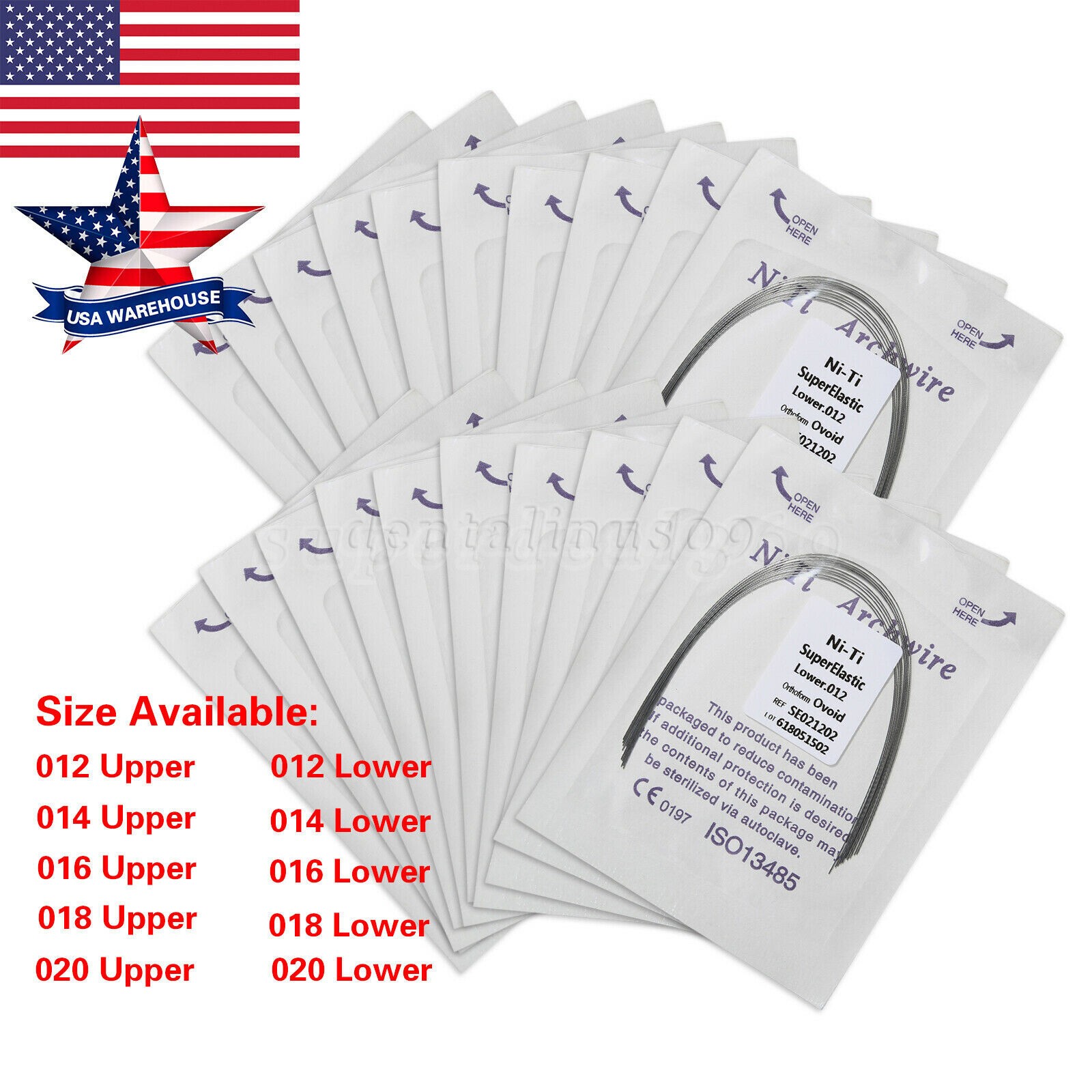 USA Dental Ortho Super Elastic Niti Round Arch Wire Ovoid 012-020upper/lower DL