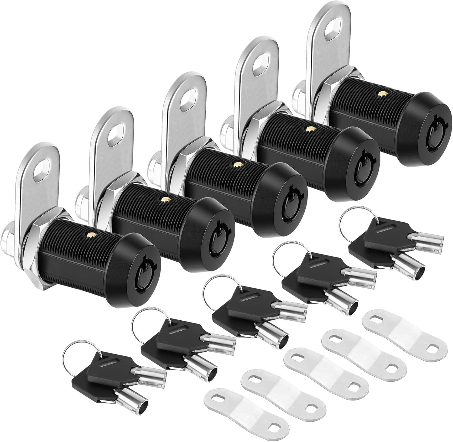 5 Pack Cabinet Lock with Keys, 1-1/8” 5/8″ 7/8″ Heavy Duty Tubular Cam Lock
