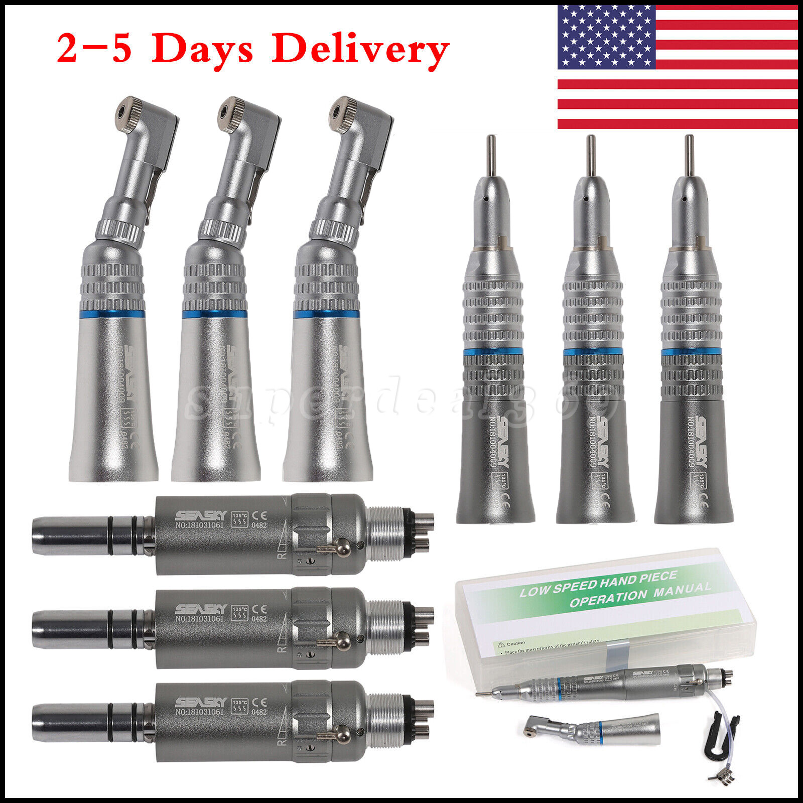 NSK Style Dental Slow Low Speed Handpiece Straight Contra Angle Air Motor 4/2H