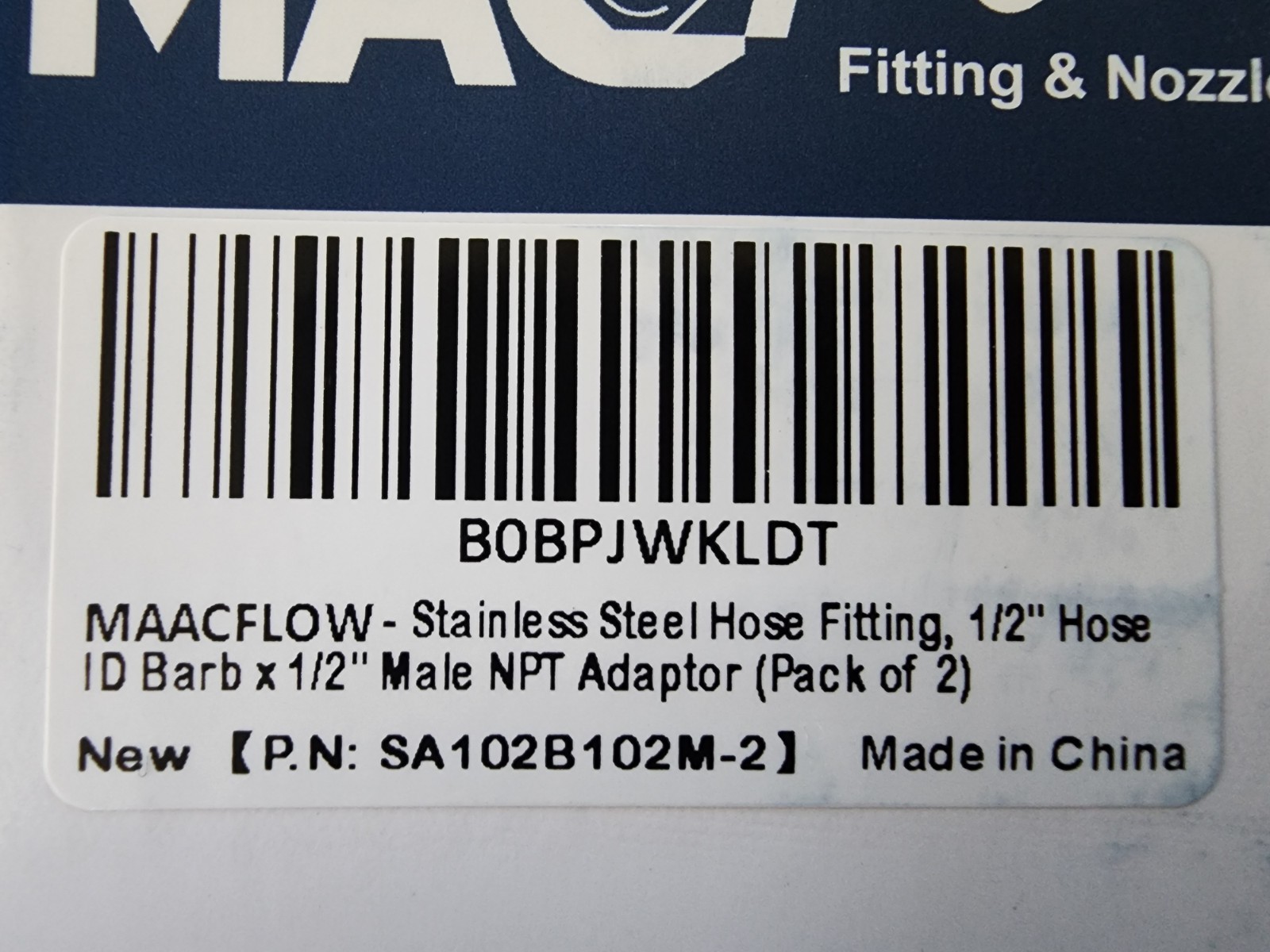MAACFLOW 1/2″ Hose Barb x 1/2″ Male NPT Stainless Steel Adapter Fitting 2 Pack