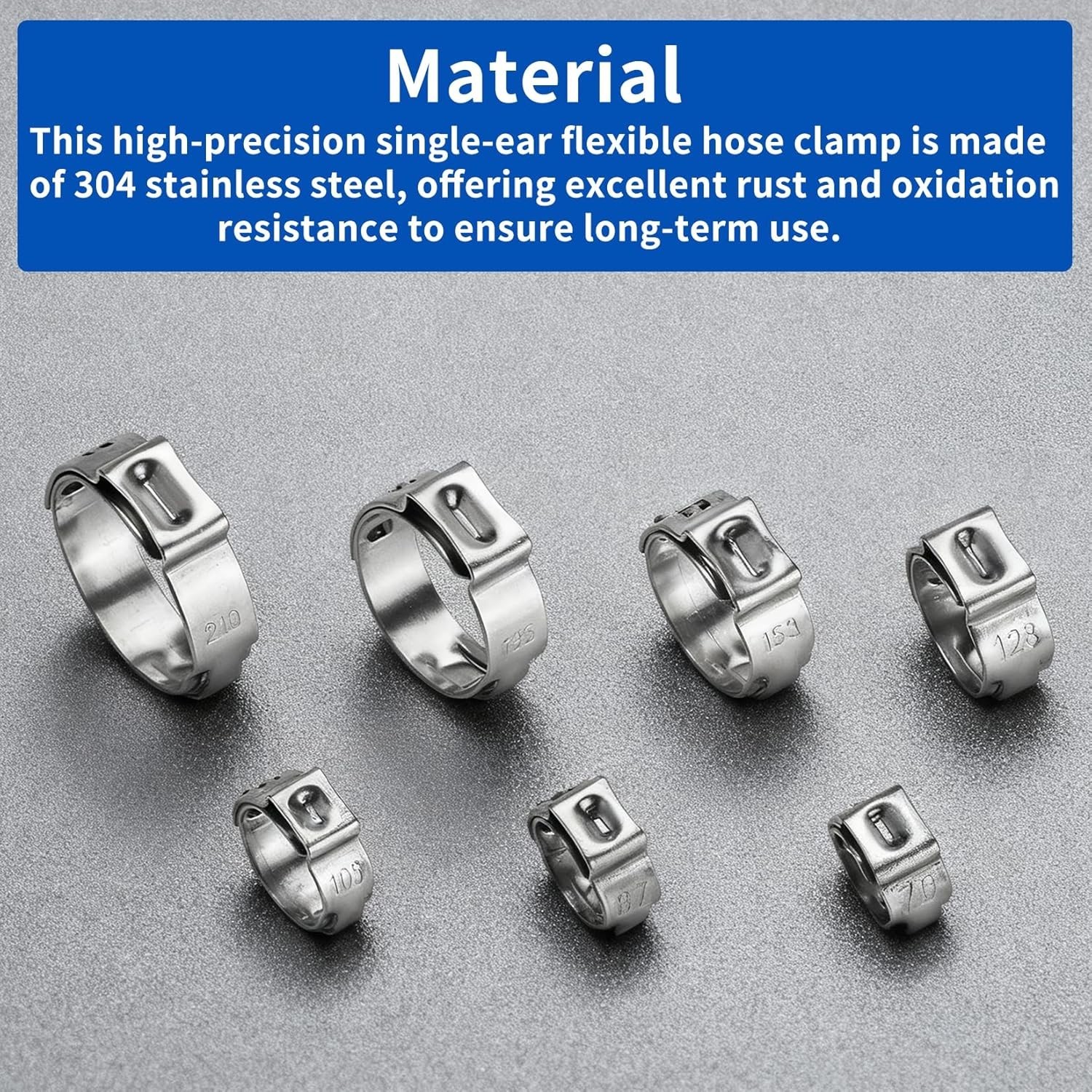Binifimux Single Ear Hose Clamps, Oetiker Clamps, 92Pcs(6.0Mm-22.6Mm) Crimp Pipe