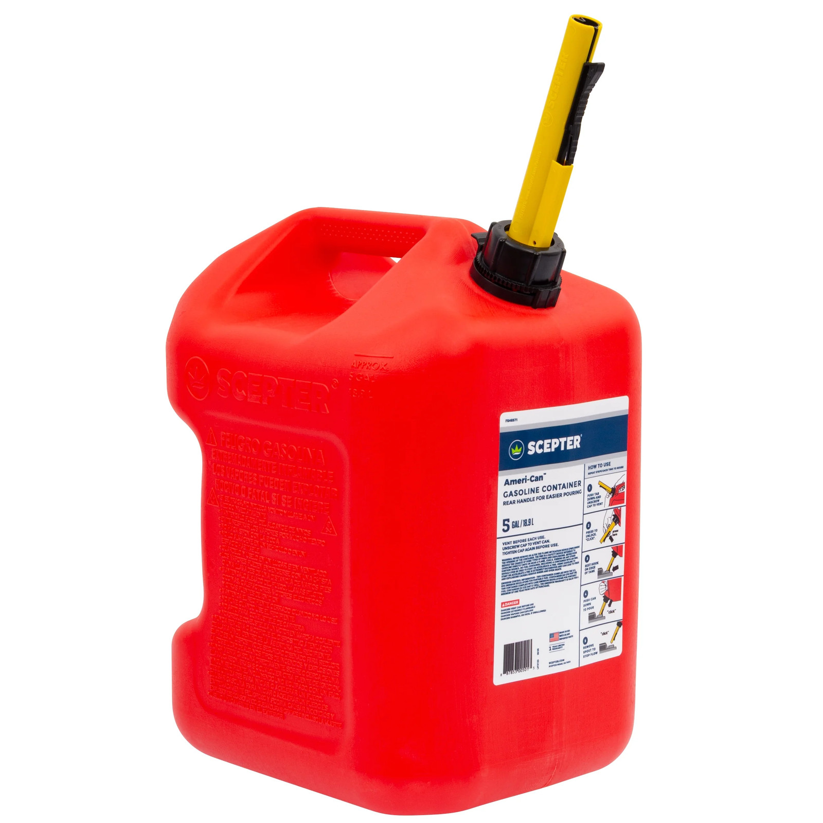 Ameri-Can 5 Gallon Gas Can W/ Dual Handles and Easy Flo Spill-Proof Spout FG4G57