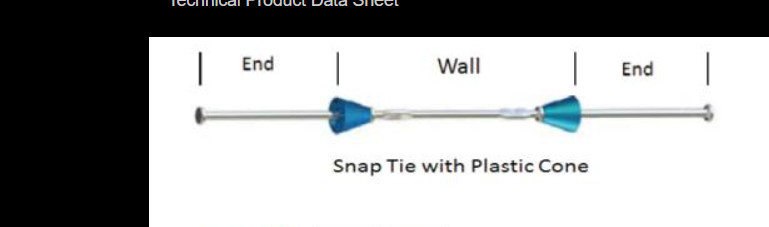 Long End Concrete Snap Ties with cones – 3,000 lb. rated, box of 100