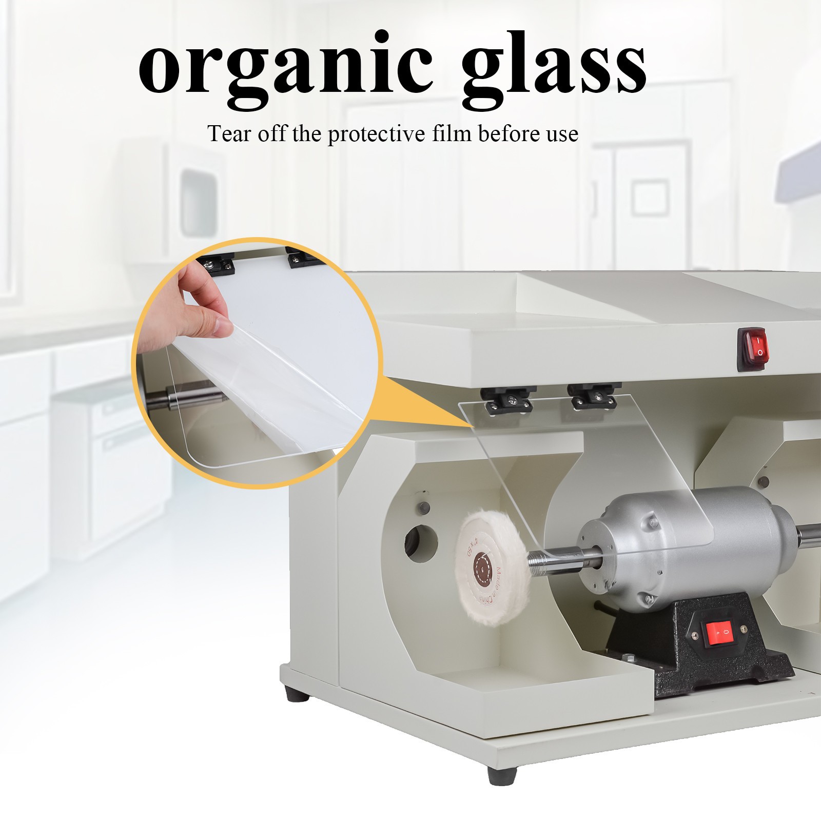Dental Lab 550W Polishing Lathe Machine 2800rpm with LED Light 2 Big Covers USA