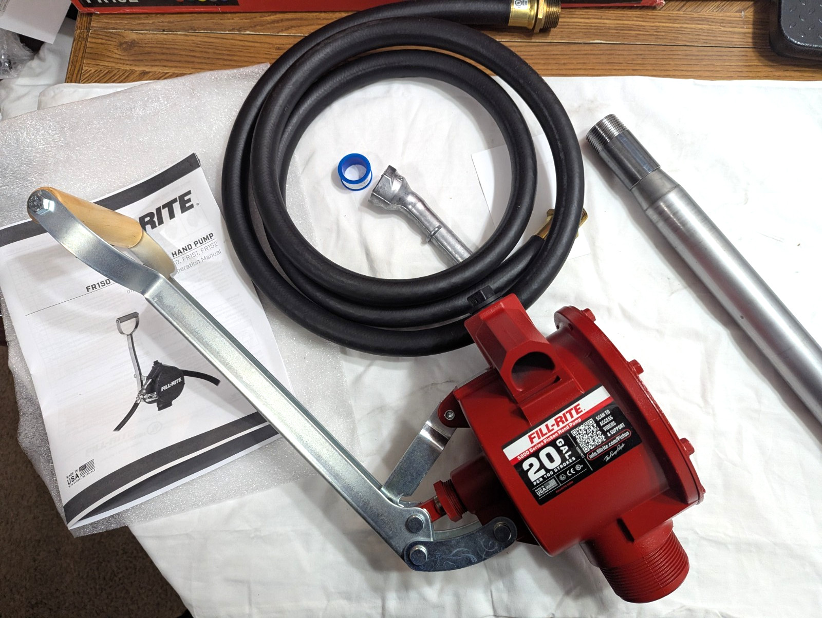 Fill-Rite FR152 Piston Hand Operated Fuel Transfer Pump & Nozzle Spout