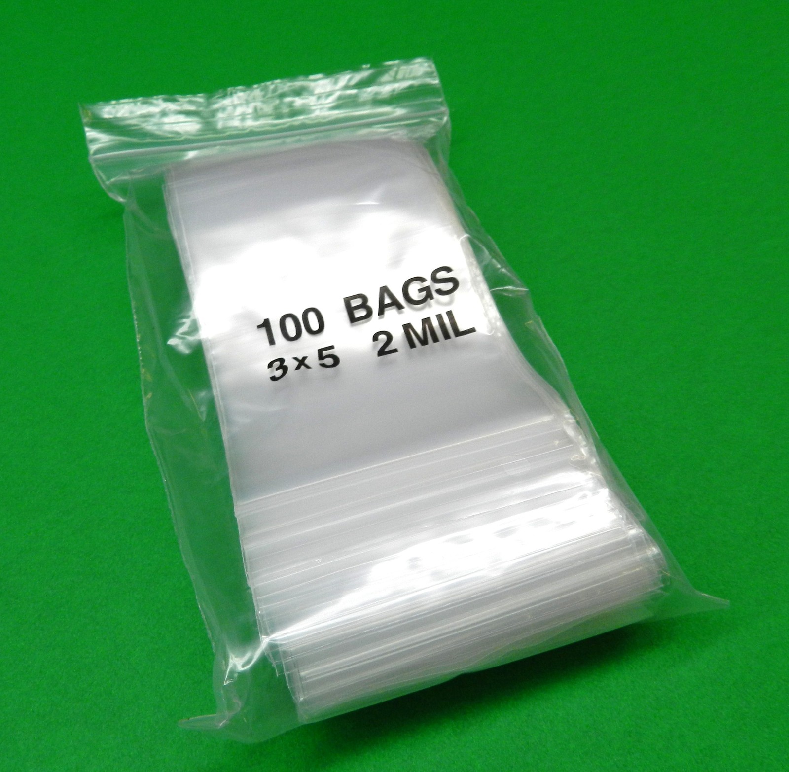 3″ x 5″ Reclosable Bag 100 Clear 2mil Resealable Poly Bags 3×5 2 Mil