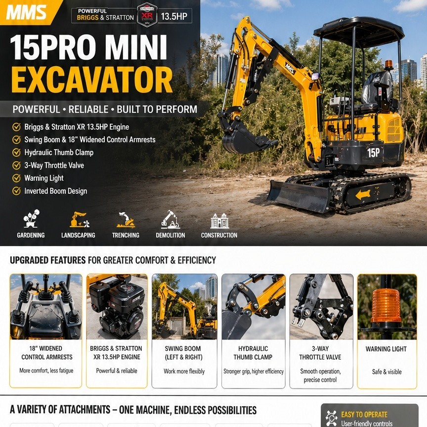 FREE SHIP 1.6Ton 2Ton Mini Excavator EPA B&S Engine Tracked Crawler Digger