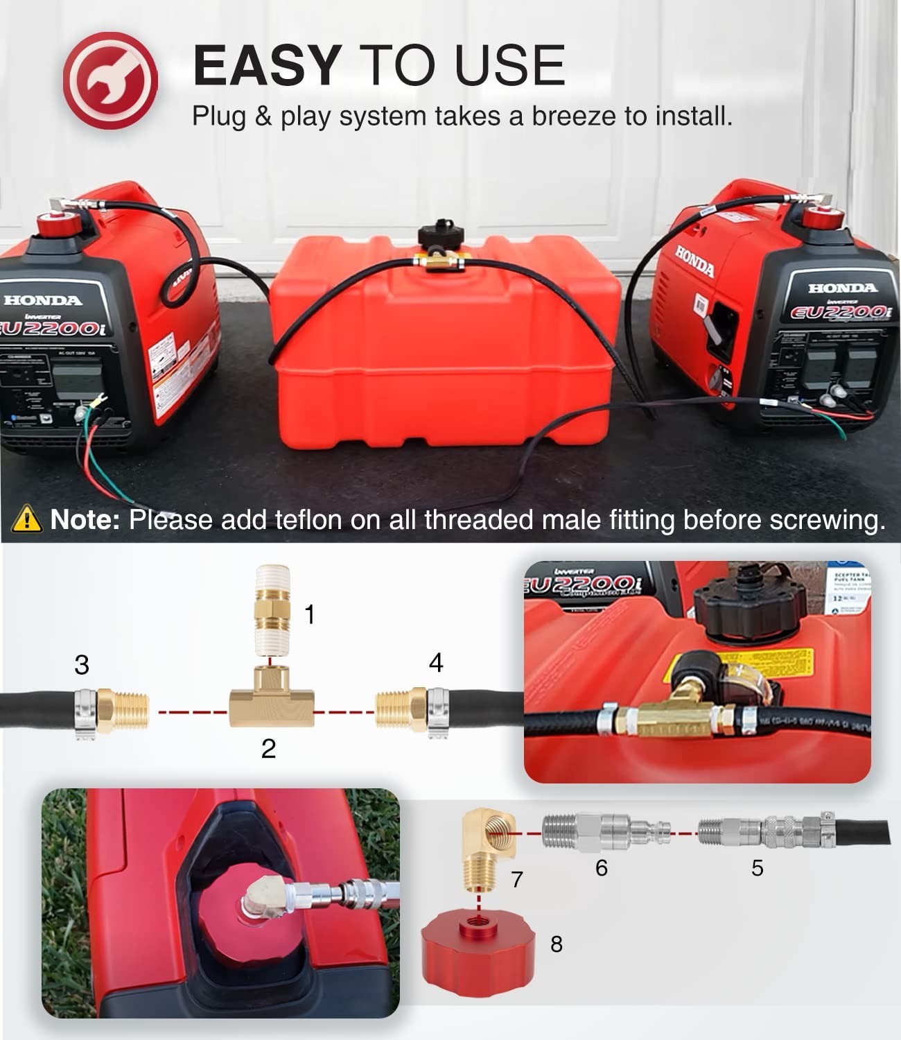 Extended Run Generator Fuel Kit for Honda EU1000i EU2000i EU2200i Polaris Champi