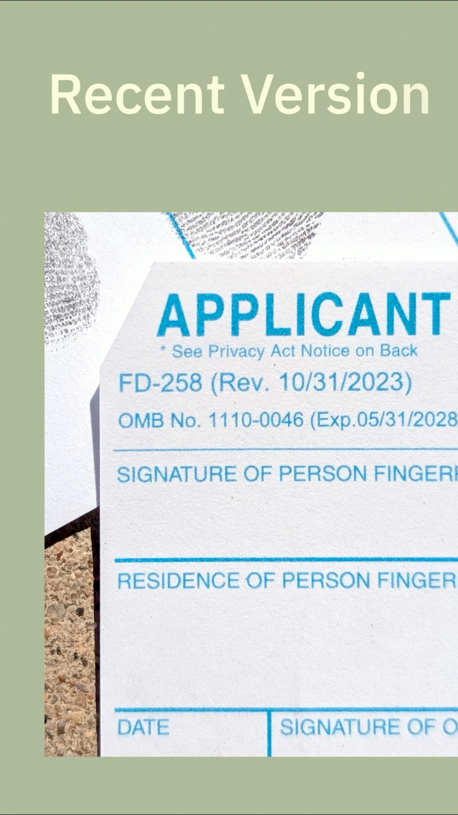 FD-258 Fingerprint Cards, Applicant – 250 Pack NEWEST REVISION 11-1-20