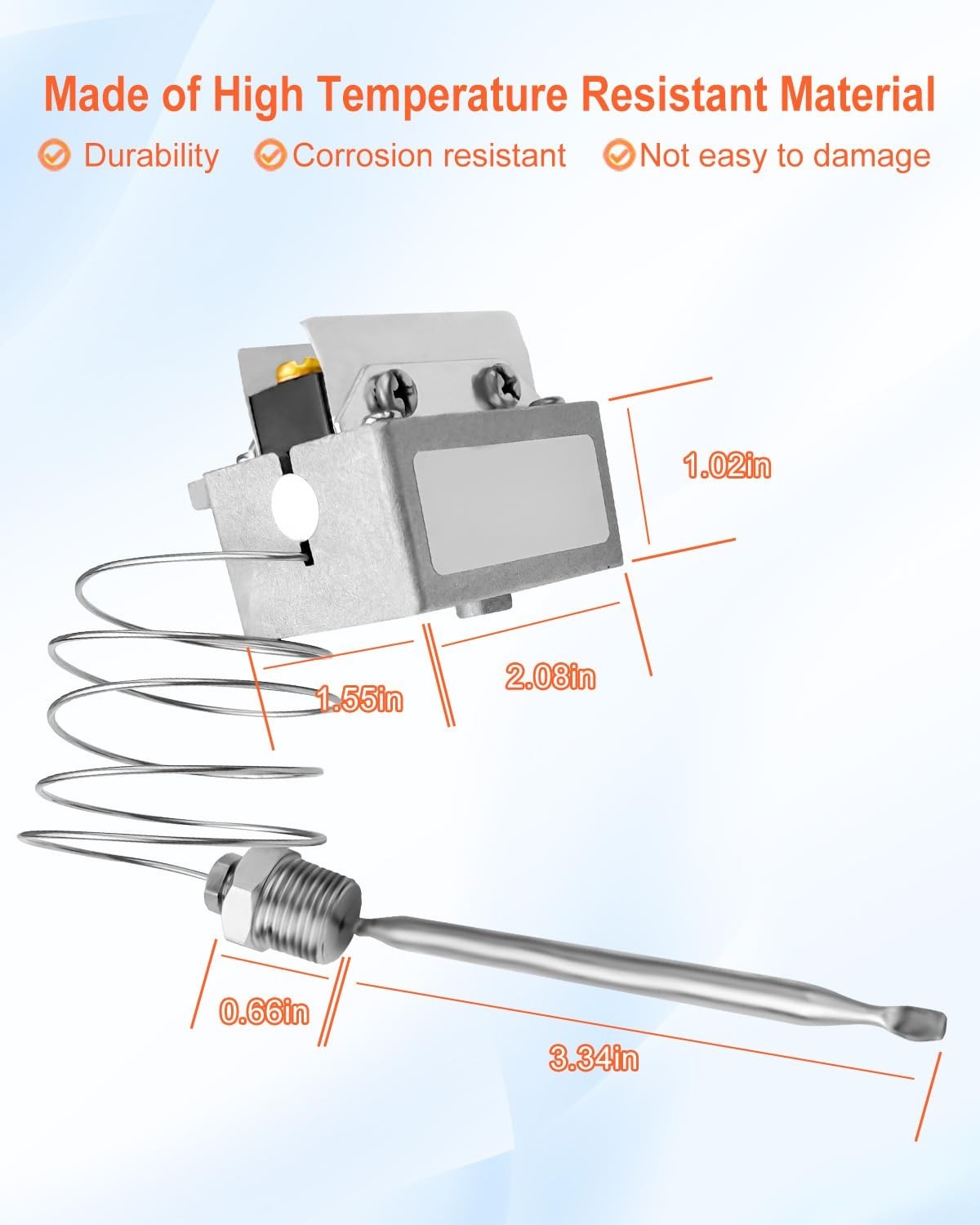 High Limit Thermostat Switch for Fryers, 450°F, 3/8″ MPT, Replacement Part