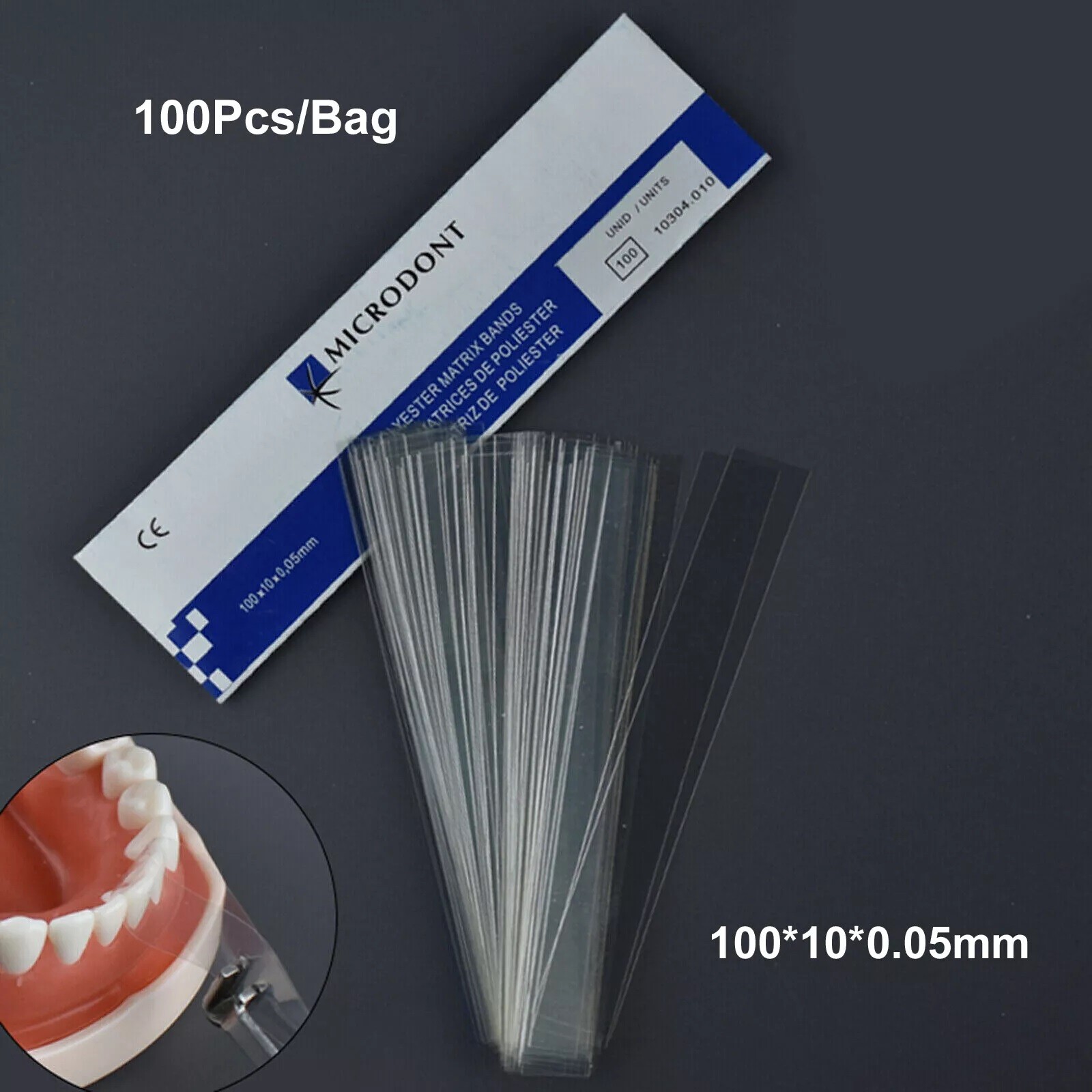 100/500pcs Dental Transparent Polyester Strip Matrix Bands Contoured Matrices