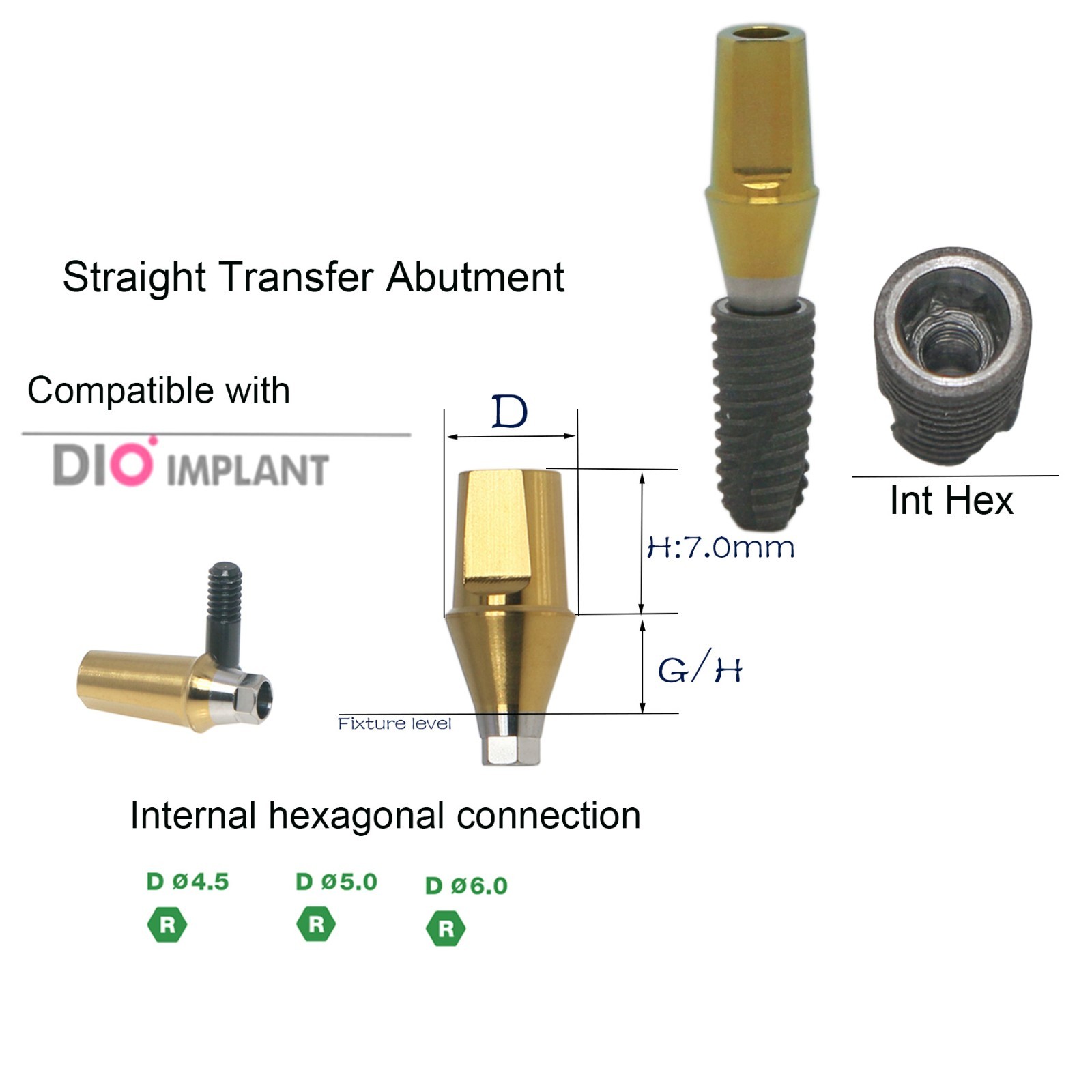 US DIO UFII Regular Impression Coping Transfer Straight Locator Healing Abutment