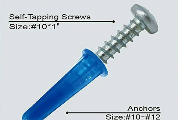 Conical Plastic Anchors 1/4″ #10-#12 x 1″ Blue, Red, White or Clear, Made in USA