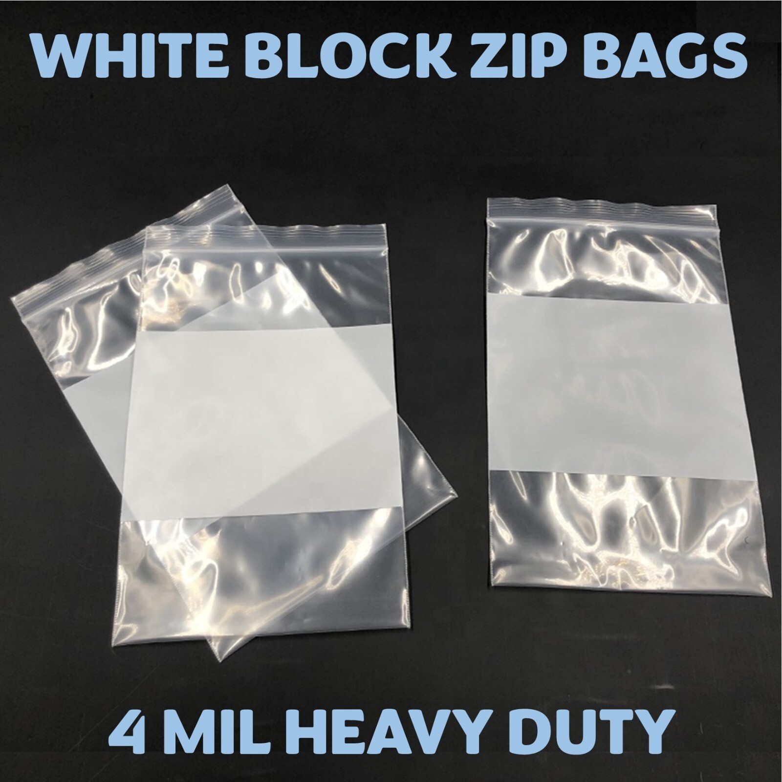 5″x8″ Reclosable 4MIL White Block Zip Writable Zipper Baggies Seal Lock Bags