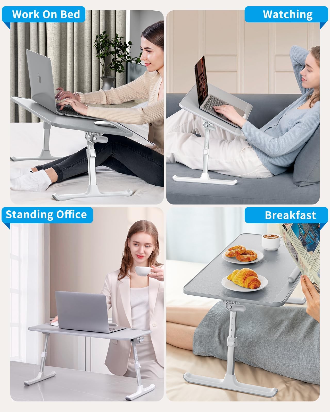 Saiji Leather Lap Desk Laptop Bed Tray Table Adjustable Laptop Stand For Bed