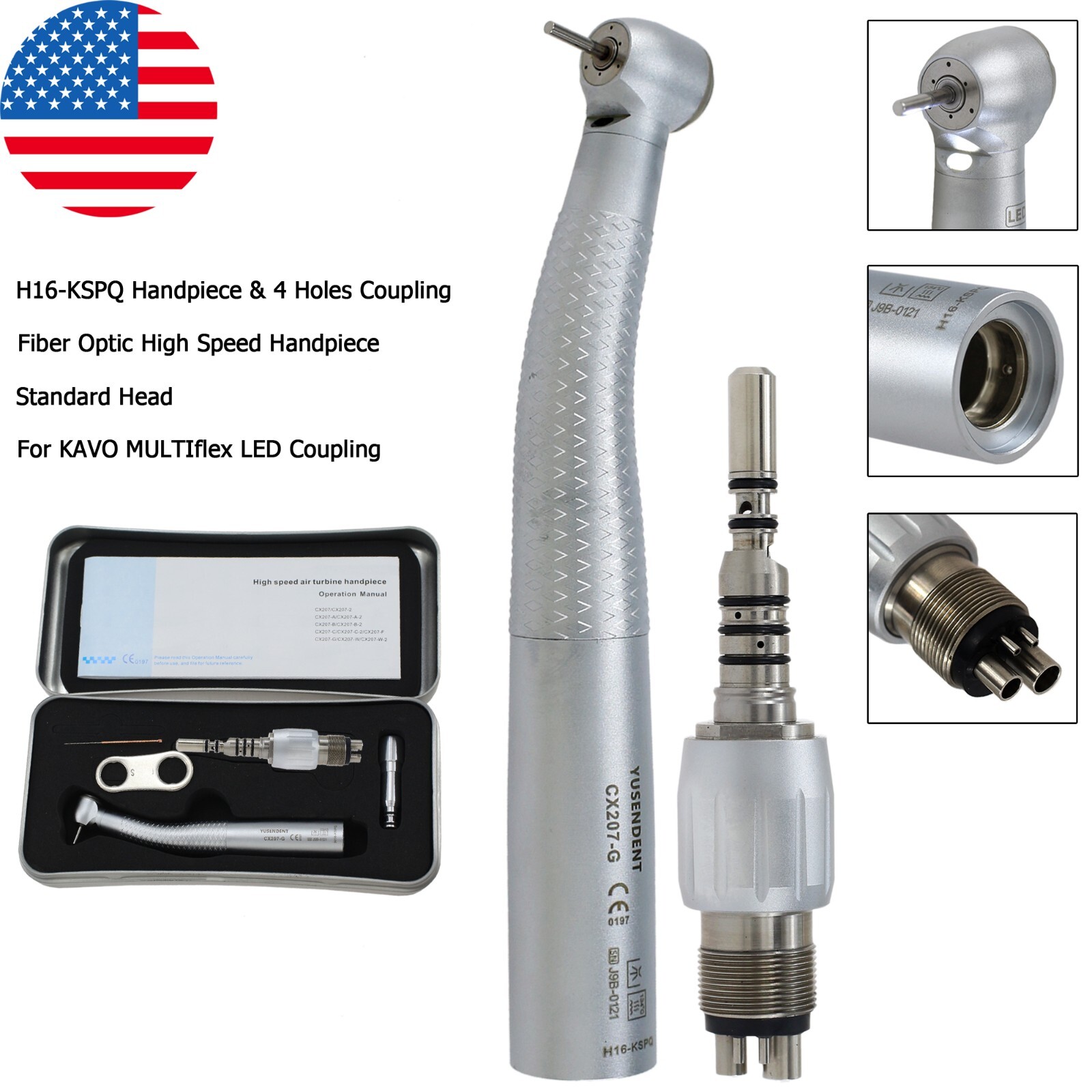 COXO Dental High Speed Handpiece Fiber Optic For KAVO MULTIflex Coupler 4 6 Hole