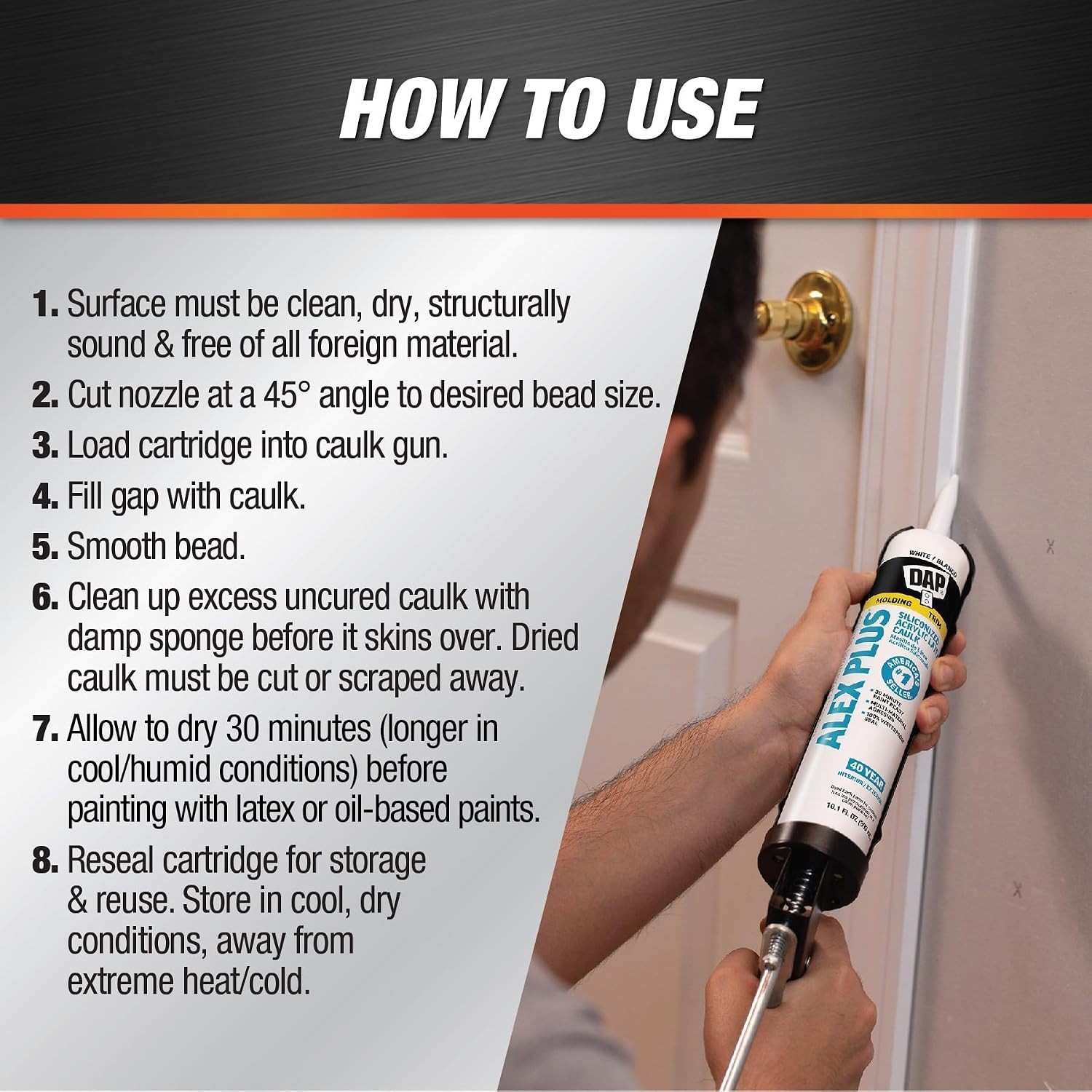 10.1oz White Acrylic Latex Caulk with Silicone for Indoor and Outdoor Use