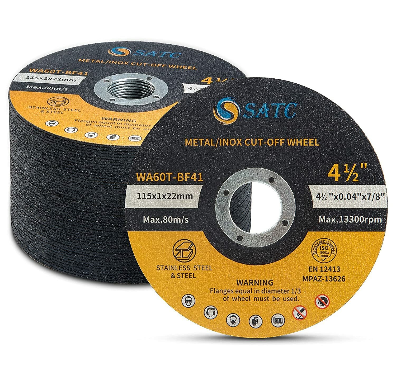 100 PCS 4-1/2″ x .040″ x 7/8″ Cut off Wheels Stainless Steel Metal Cutting Discs