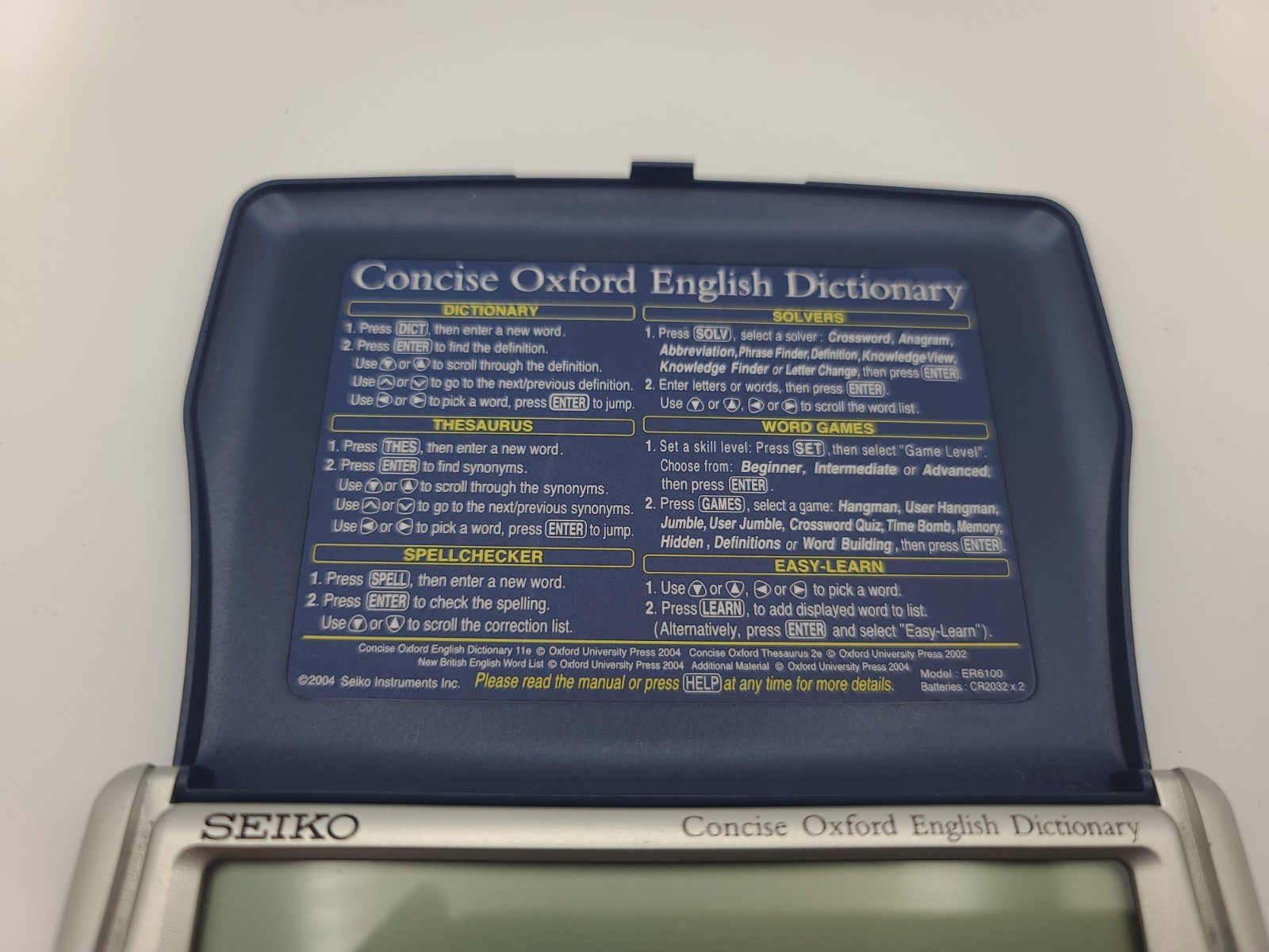 Seiko ER6100 Oxford English Dictionary Thesaurus Spellchecker Solver – USED