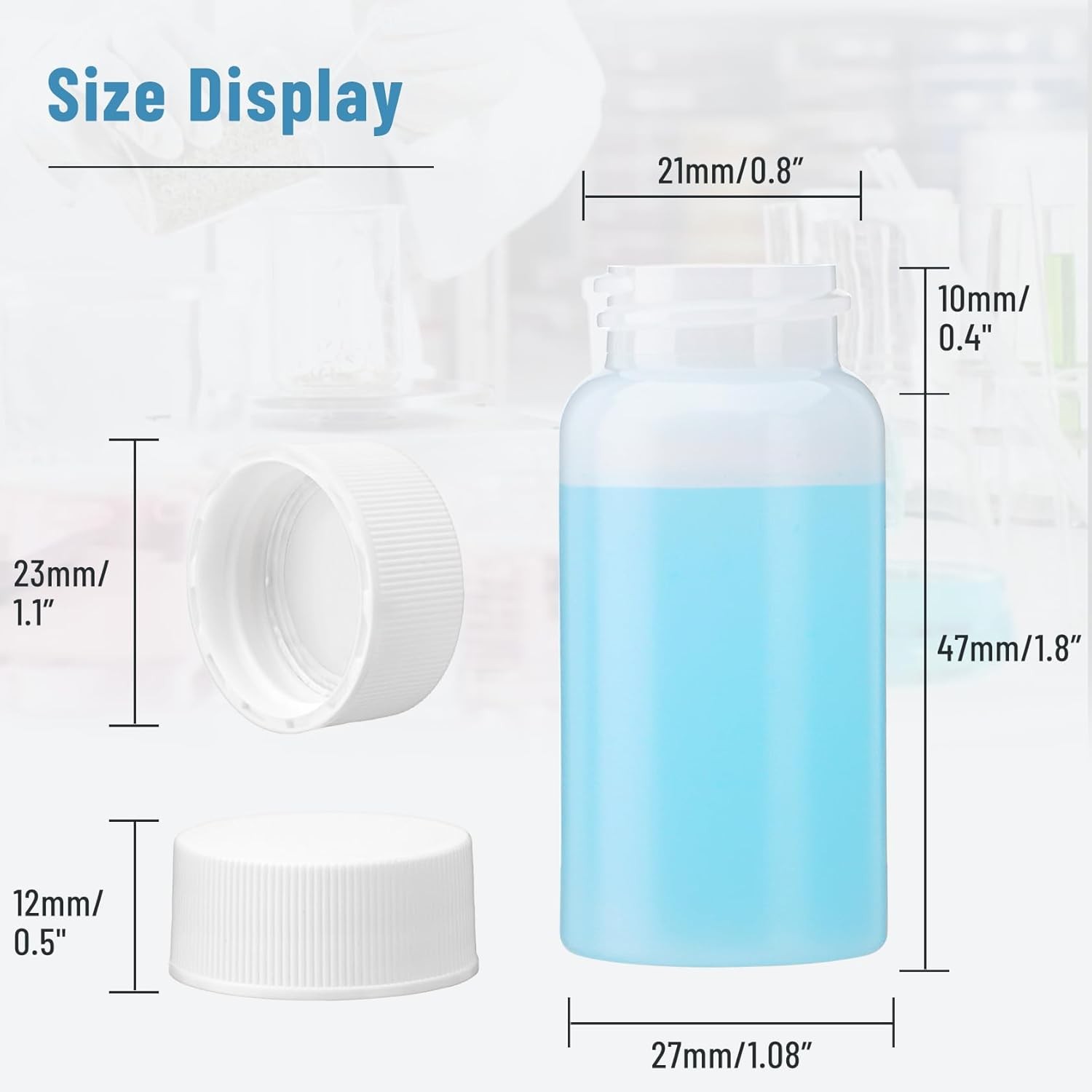20mL Scintillation Vial 100Pcs HDPE Scintillation Vials w/22-400 White Screw Cap