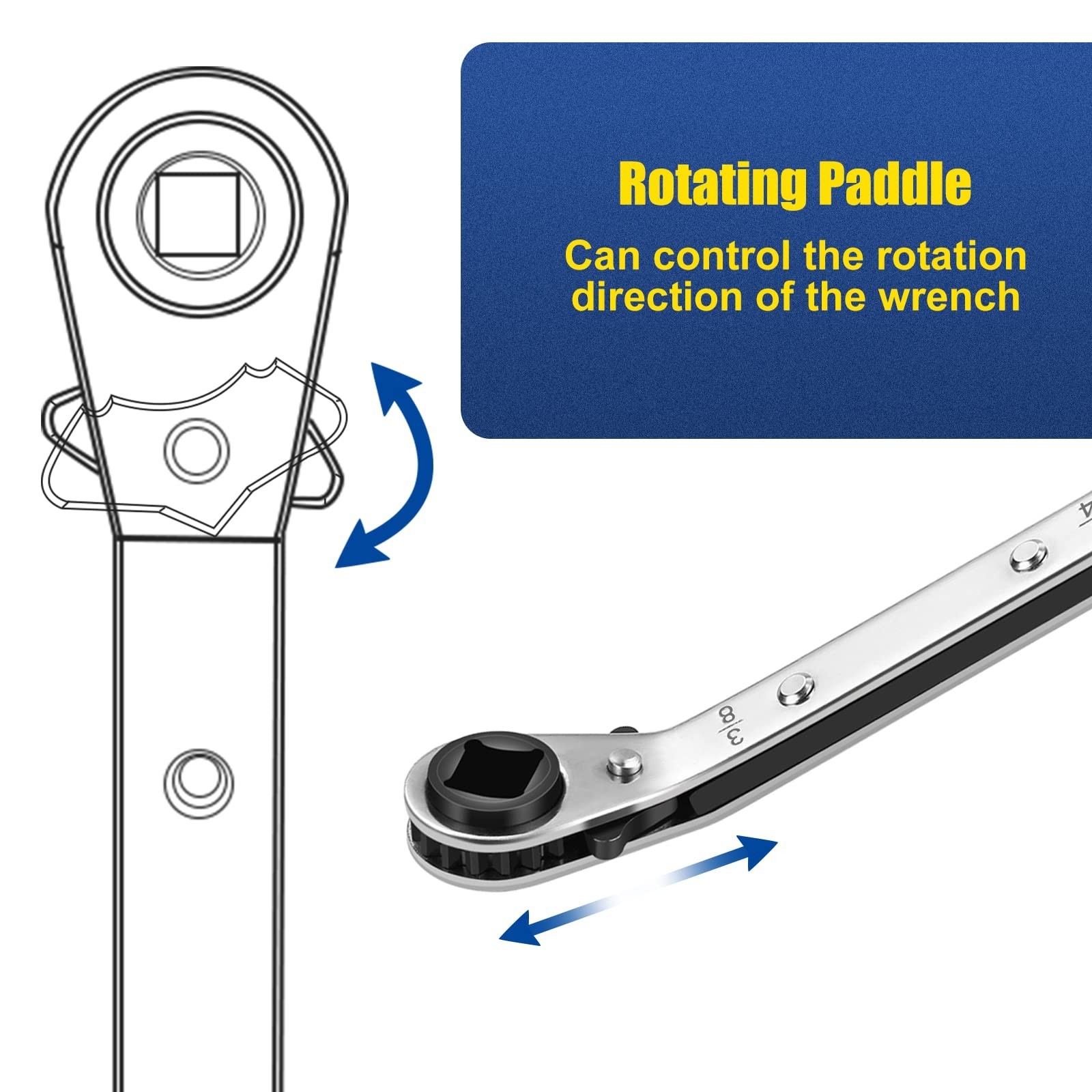 2PCS HVAC Service Wrench 3/16″, 1/4″, 5/16″, 3/8″, with Hex Bit Adapter