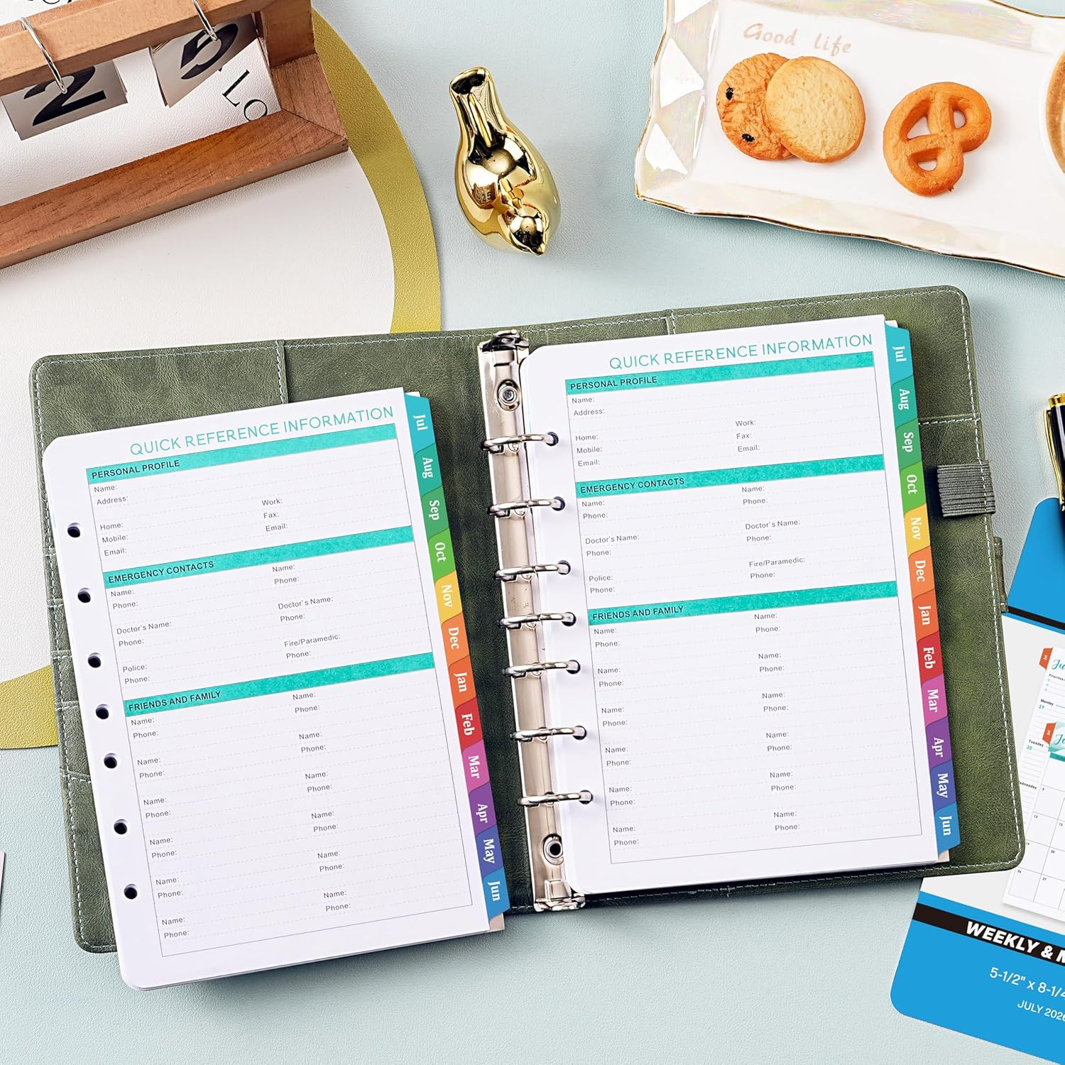 2026–2027 A5 Planner Refills 7-Hole Punched Jul 2026–Jun 2027 Weekly Monthly Pla