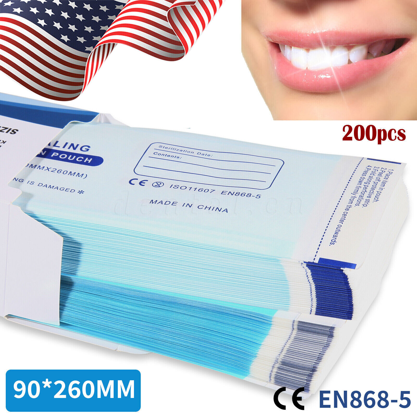 up to 10000 Sterilization Pouches 3.5″ x 10″ Dental Medical Self Seal Pouch Bag
