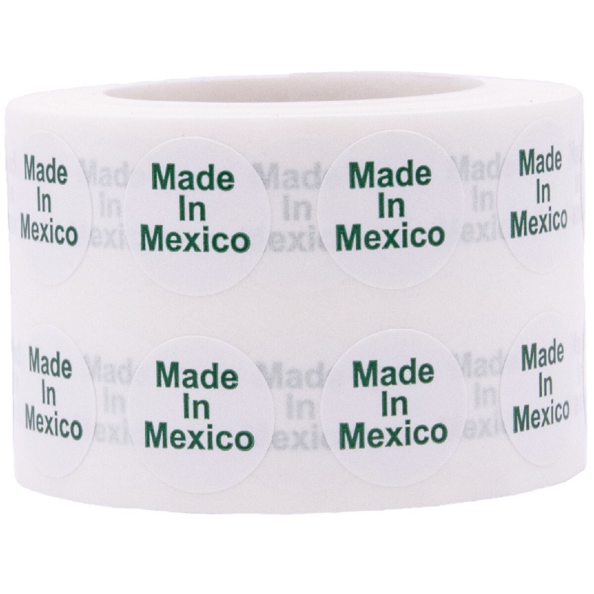 White with Green Made in Mexico Circle Stickers, 1/2 Inch Round, 1000 Labels