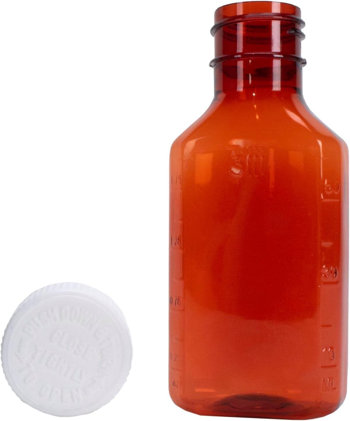 Plastic Amber Oval Liquid Medicine Bottles, Child Resistant Cap, 2oz, 25 Count