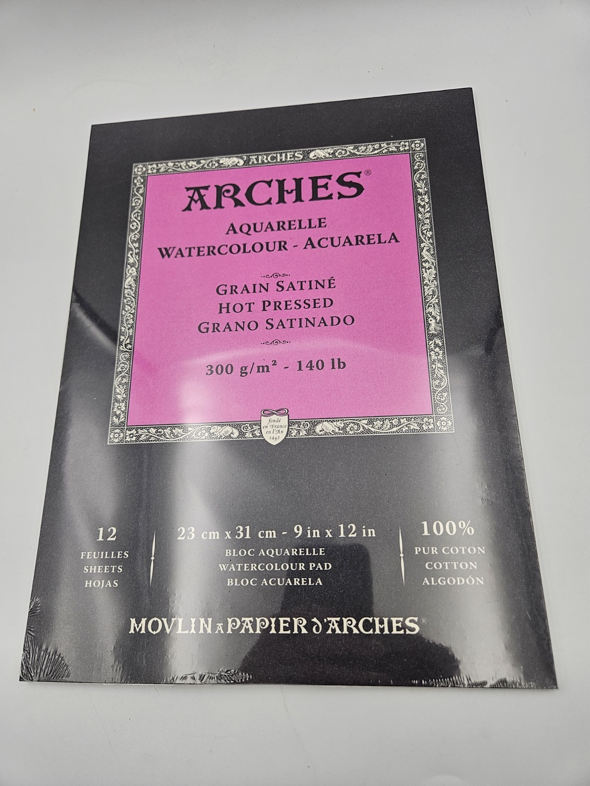 Arches Watercolor Pad 9×12 Inches 140lb/300gsm Hot Press, White 9″x12″ Brand New