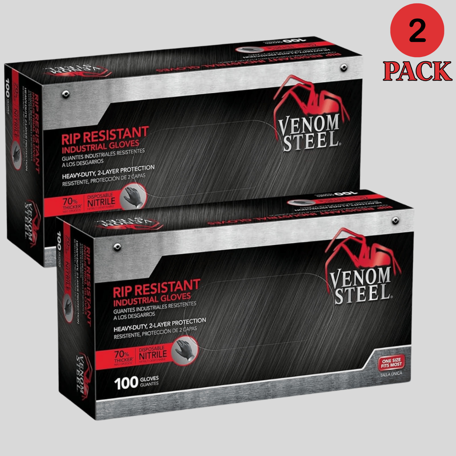 Venom Steel Industrial Nitrile Gloves One Size Fits Most, 100 Count