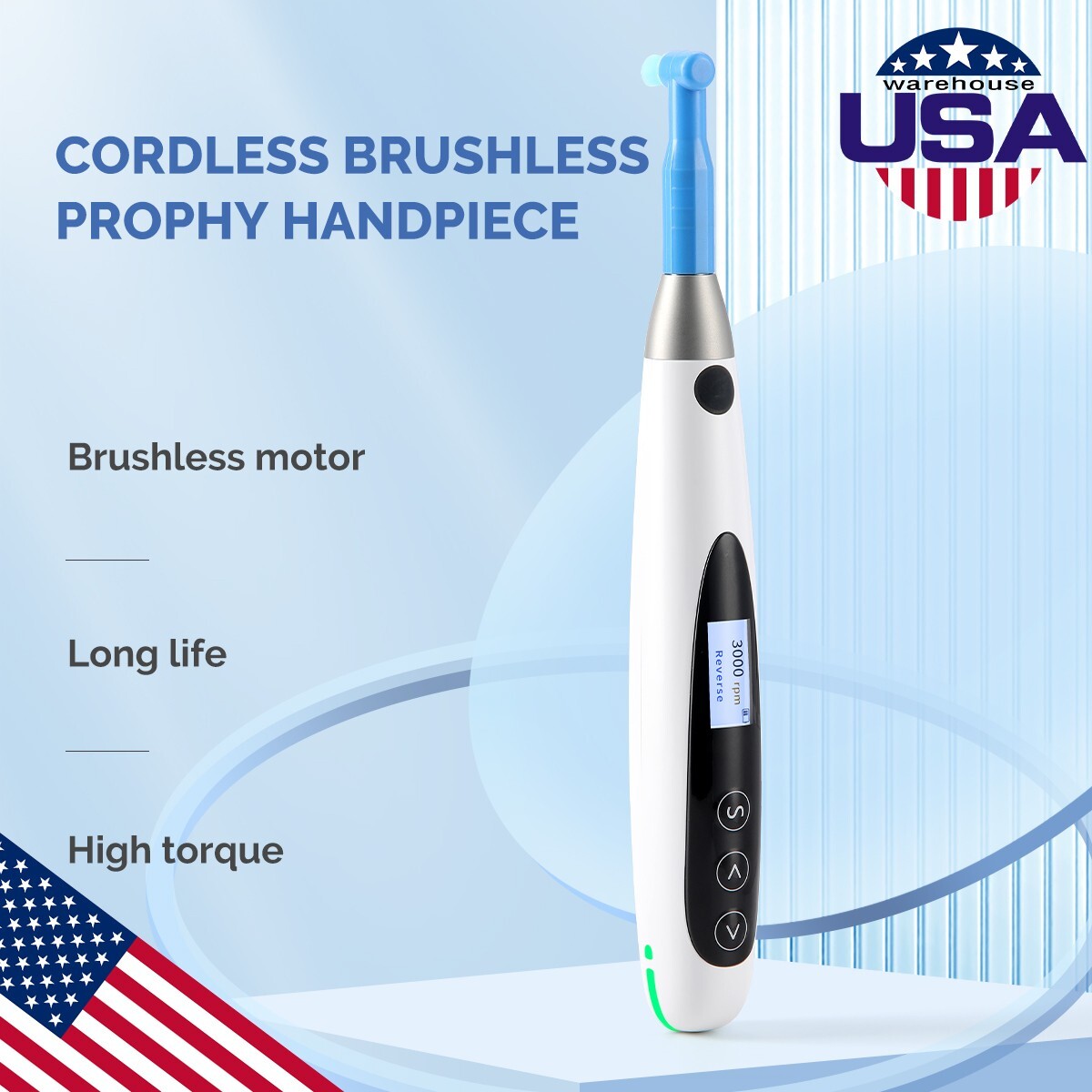 AZDENT Dental Cordless Wireless Hygiene Prophy Handpiece Air Motor 360° Swivel