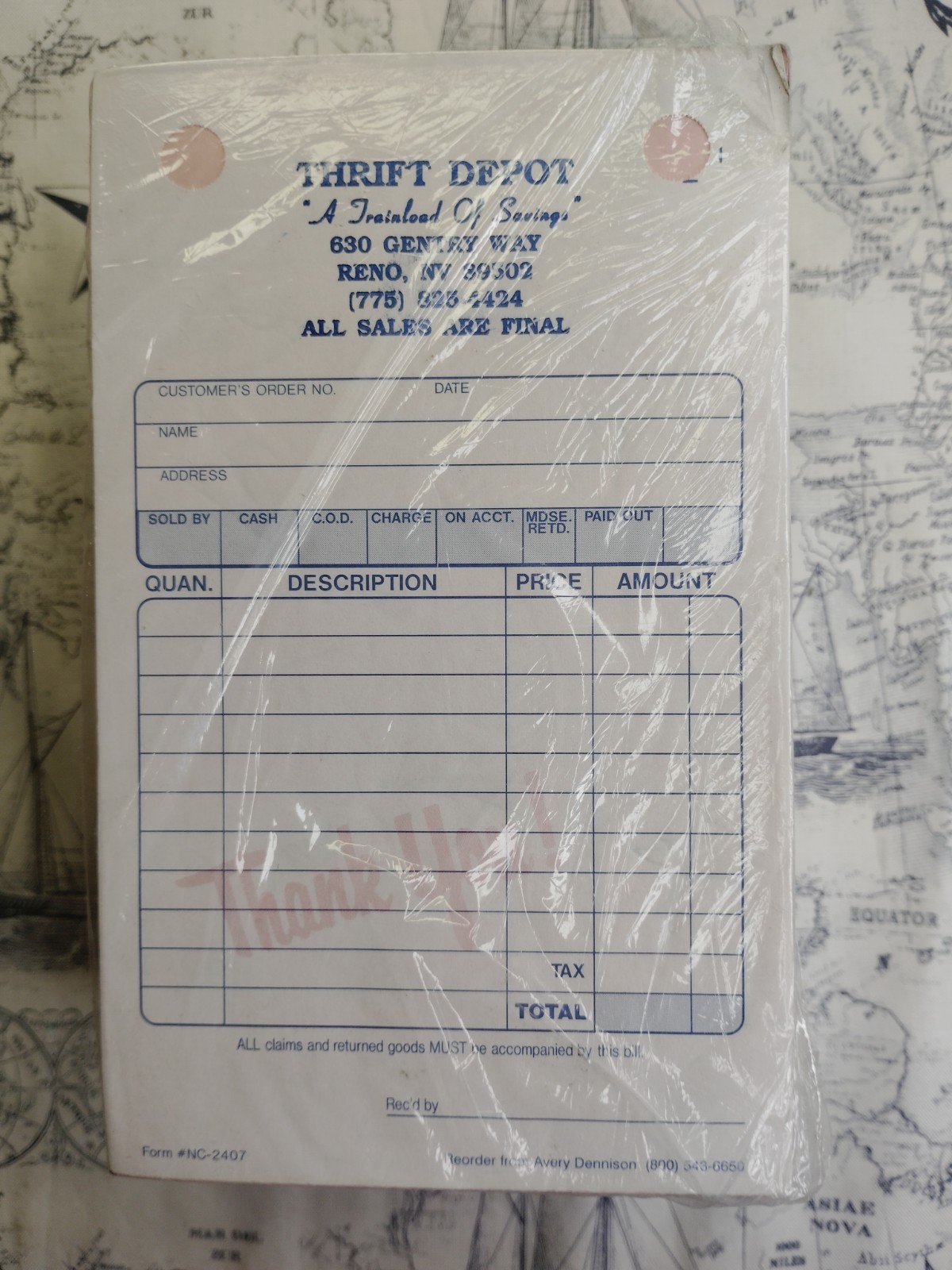 Block of Vintage Avery Dennison NC-2407 Sales Register Forms – New/Sealed