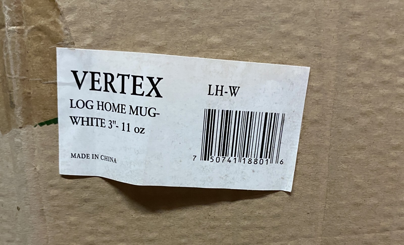 Set of 6 VERTEX CHINA Log Home Mug White 3”, 11 oz, LH-W