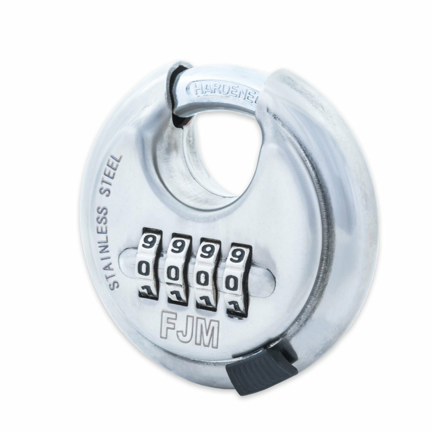 FJM SX790 Combination Disc Padlock Stainless Steel 4 Number Resettable No Keys