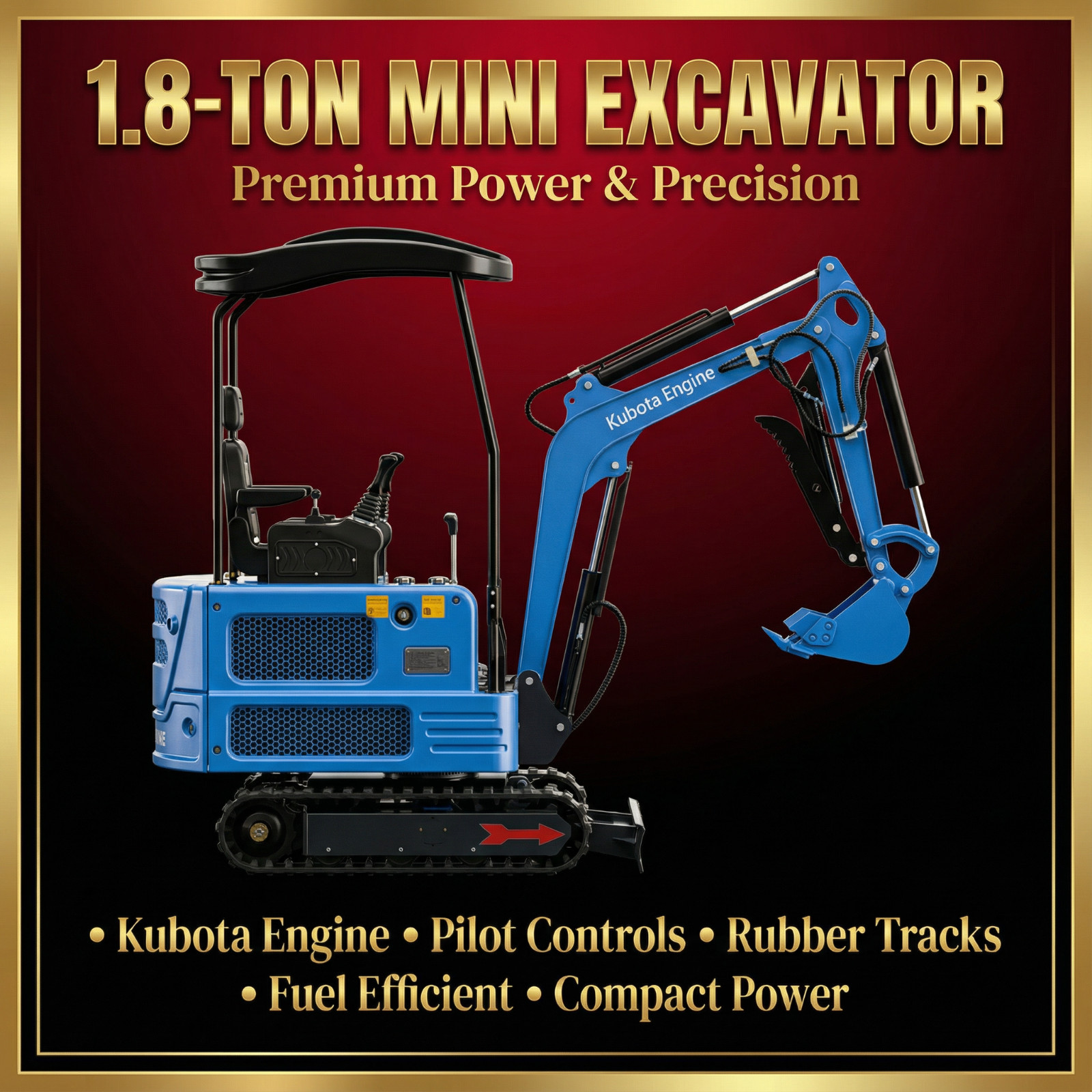 4,000 lbs Mini Excavator | KUBOTA Diesel Engine | Hydraulic Thumb，Compact Digger
