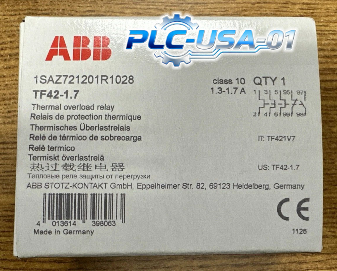 1PCS Brand New ABB TF42-1.7 1SAZ721201R1028 1.3-1.7A Thermal Overload Relay